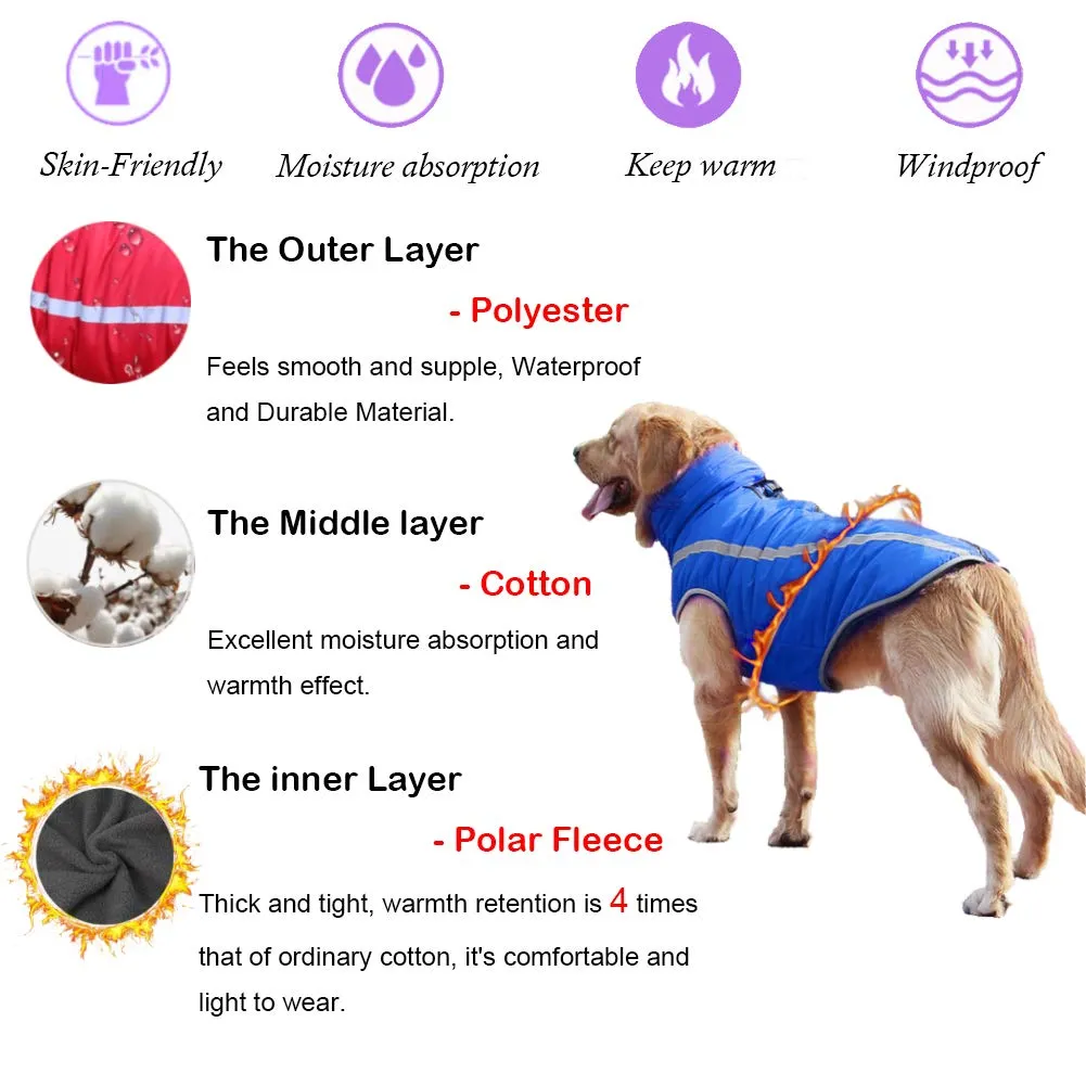 FEimaX Cappotto Invernale per Cani, Giacca Impermeabile Antivento e Riflettente in Pile con Foro per Imbracatura - immagine 4