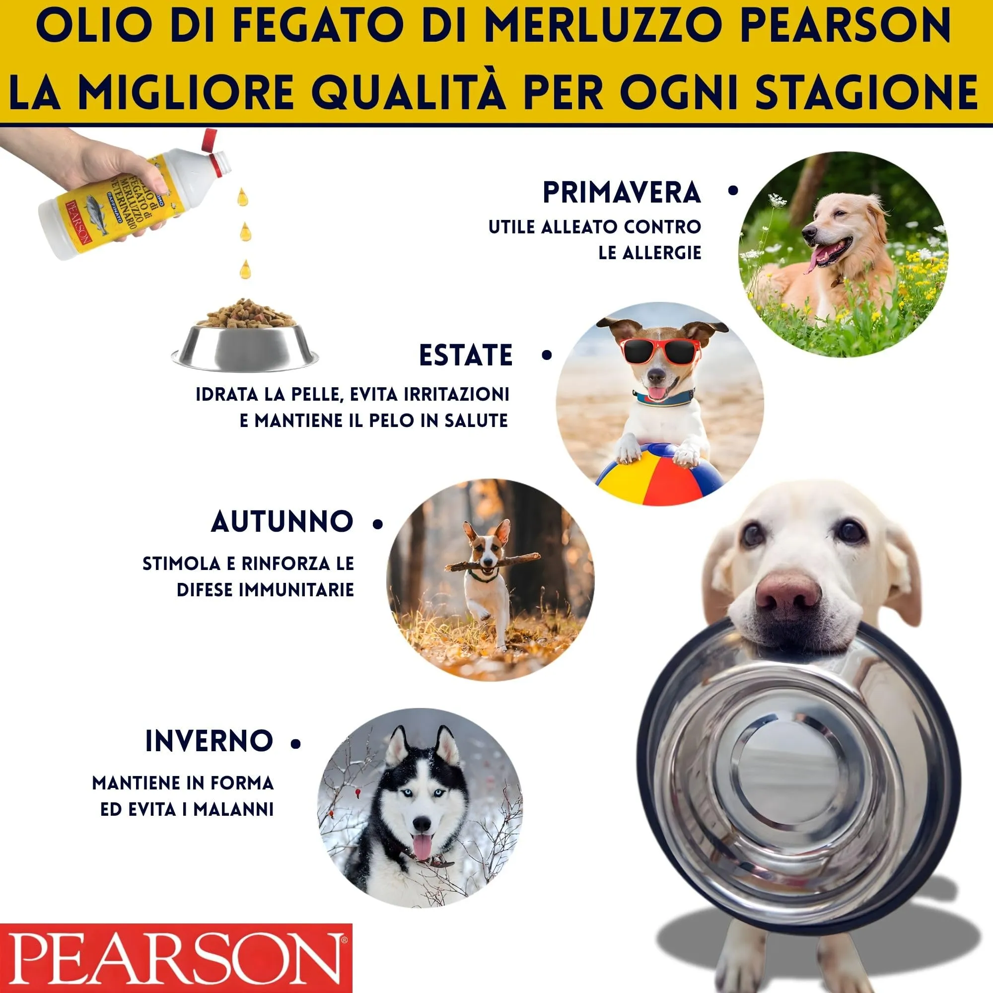 Pearson Purissimo Olio di Fegato di Merluzzo Veterinario per Cani, Gatti e Cavalli (1000 ml) - immagine 2