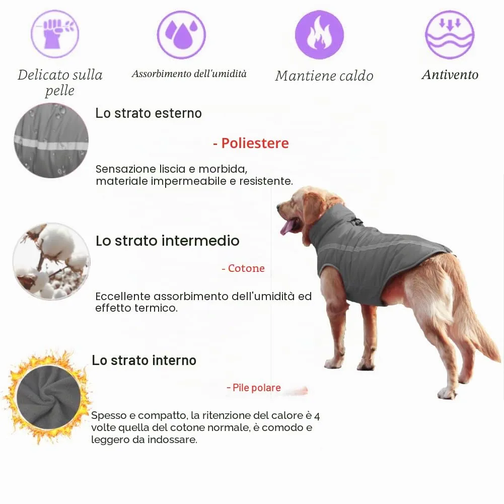FEimaX Cappotto Invernale per Cani, Giacca Impermeabile Antivento e Riflettente in Pile con Foro per Imbracatura - immagine 4