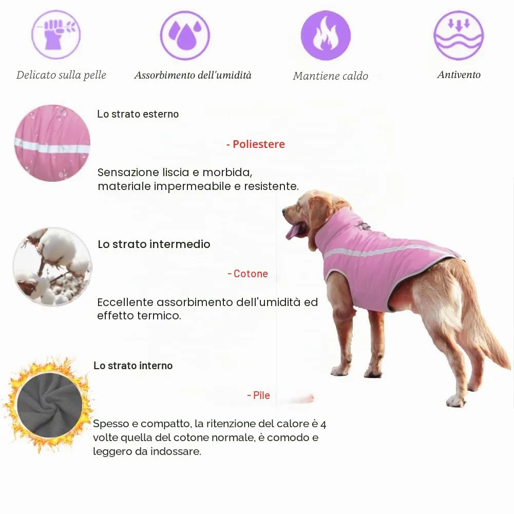 FEimaX Cappotto Invernale per Cani, Giacca Impermeabile, Antivento e Riflettente in Pile con Foro per Imbracatura - immagine 4
