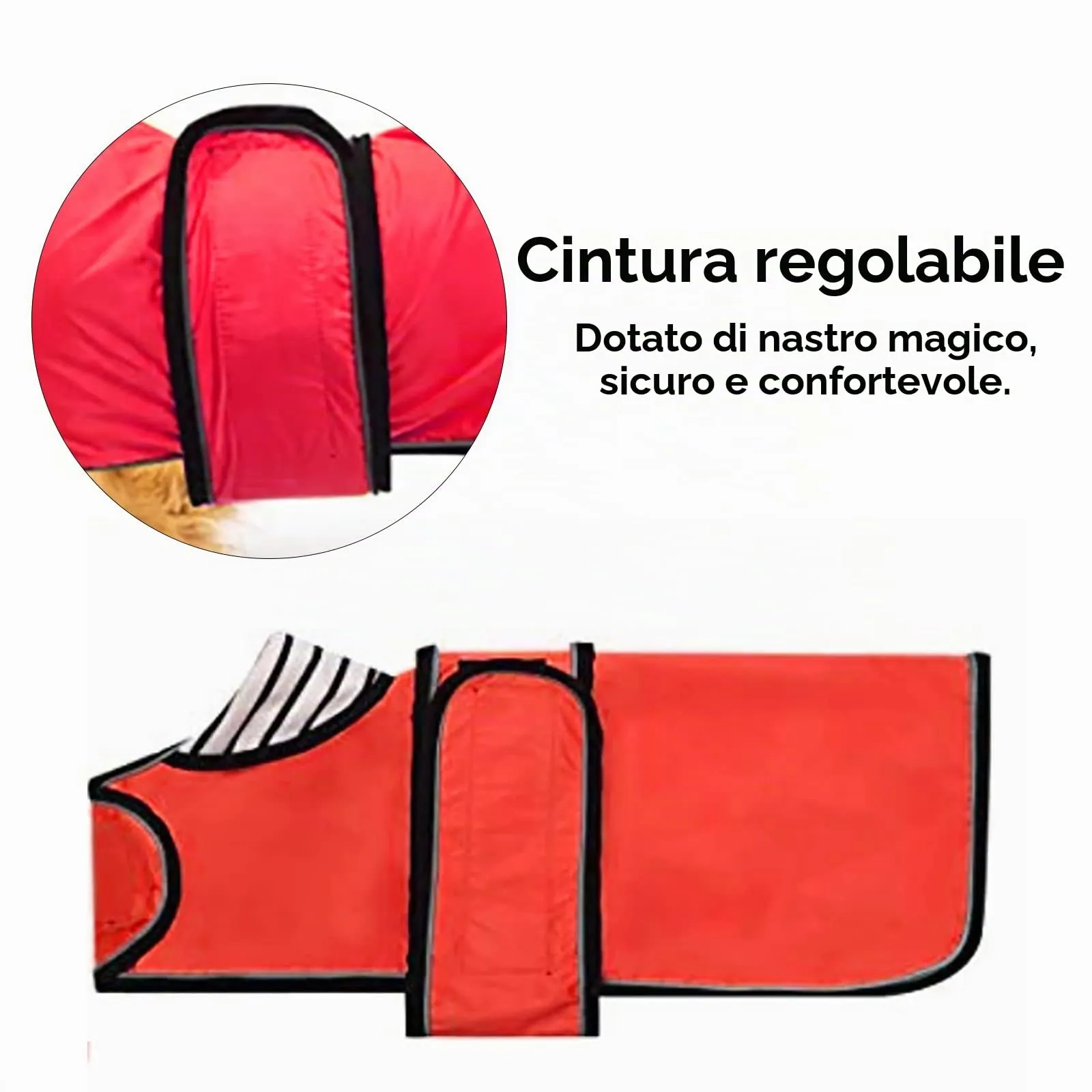 Geyecete Cappotto Impermeabile per Cani e Bassotti con Cintura Regolabile e Riflettente, Rosso, XS - immagine 2