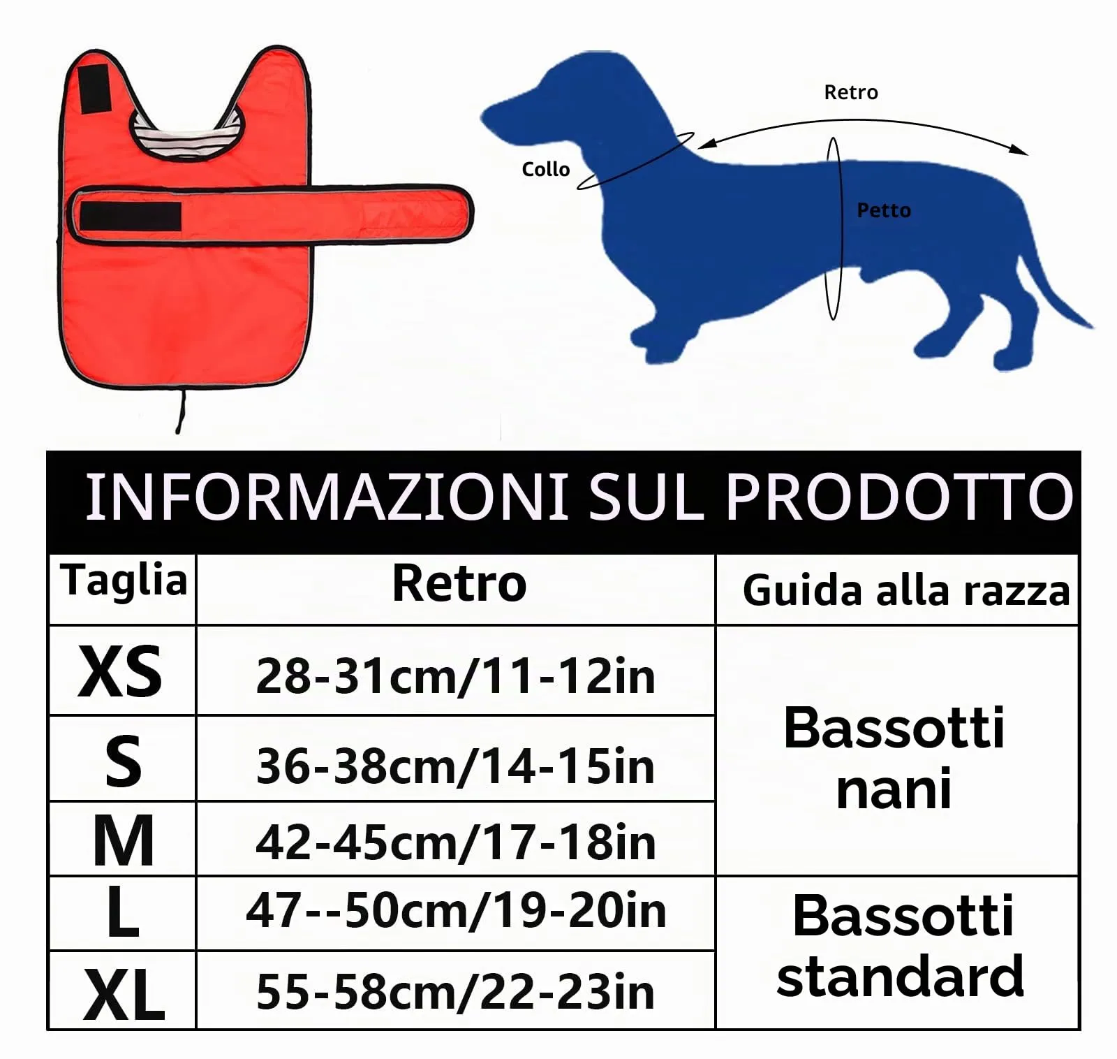 Geyecete Cappotto Impermeabile per Cani e Bassotti con Cintura Regolabile e Riflettente, Rosso, XS - immagine 3