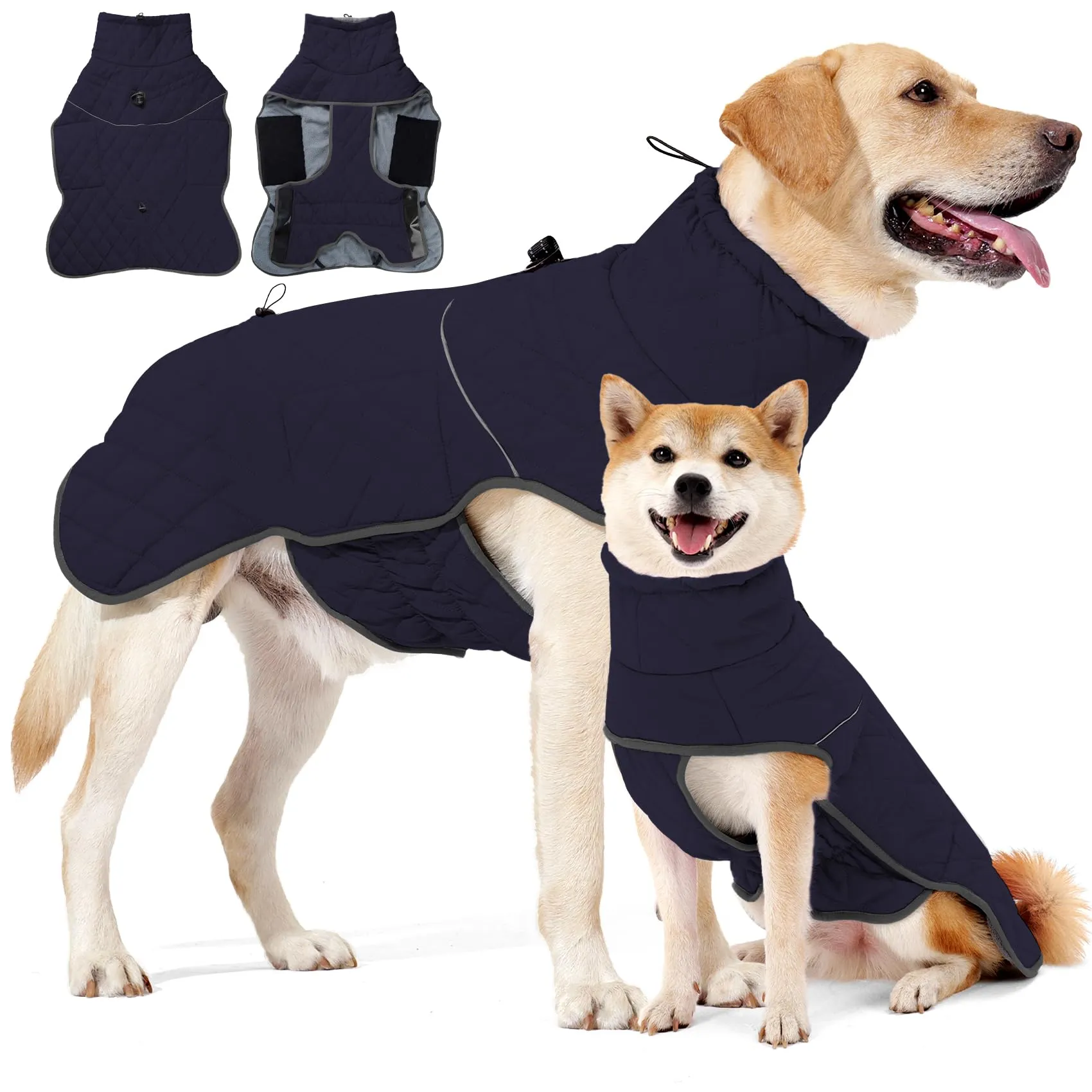 HEYWEAN Cappotto Impermeabile per Cani, Giacca Invernale Foderata in Pile con D-Ring e Strisce Riflettenti, Taglia S - immagine 1