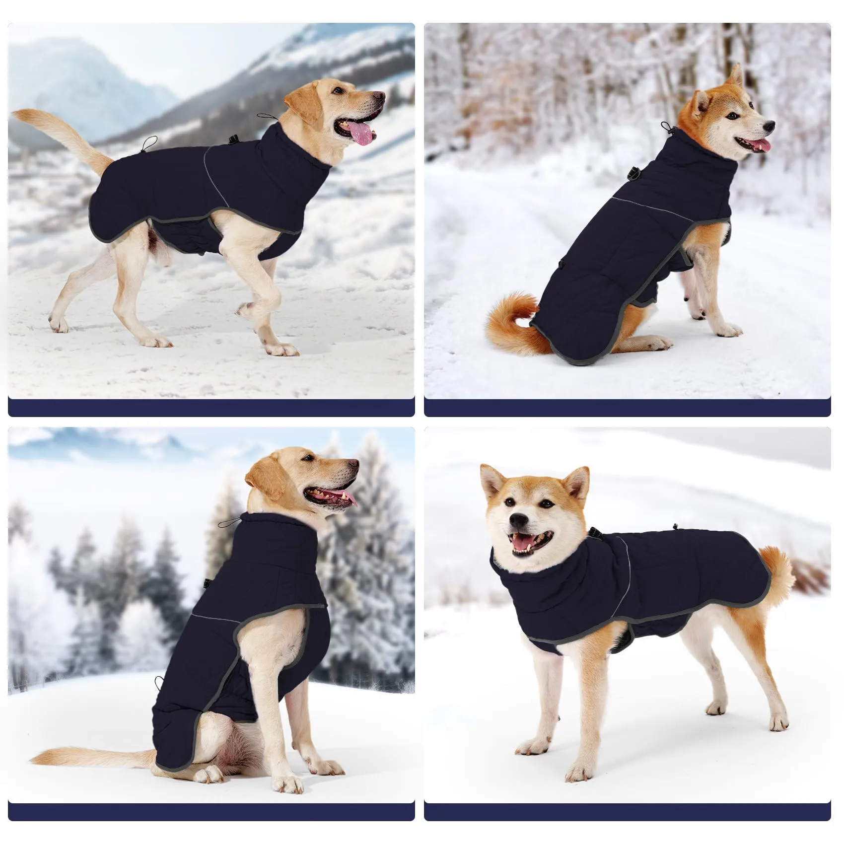 HEYWEAN Cappotto Impermeabile per Cani, Giacca Invernale Foderata in Pile con D-Ring e Strisce Riflettenti, Taglia S - immagine 7