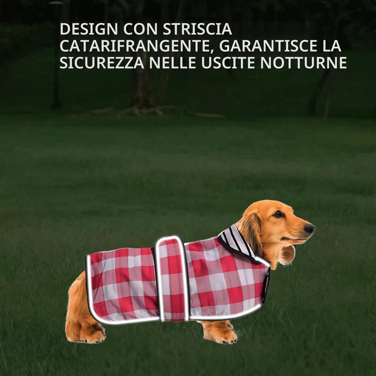 Geyecete Cappotto Impermeabile per Bassotti e Cani Piccoli e Medi, Rosa a Quadri, XS - immagine 6