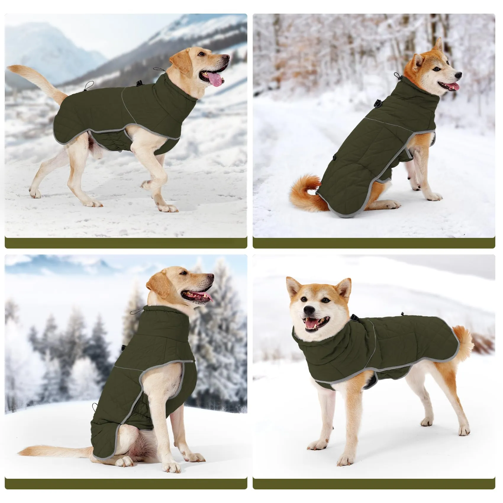 HEYWEAN Cappotto per cani impermeabile invernale foderata in pile riflettente con D-Ring - immagine 7