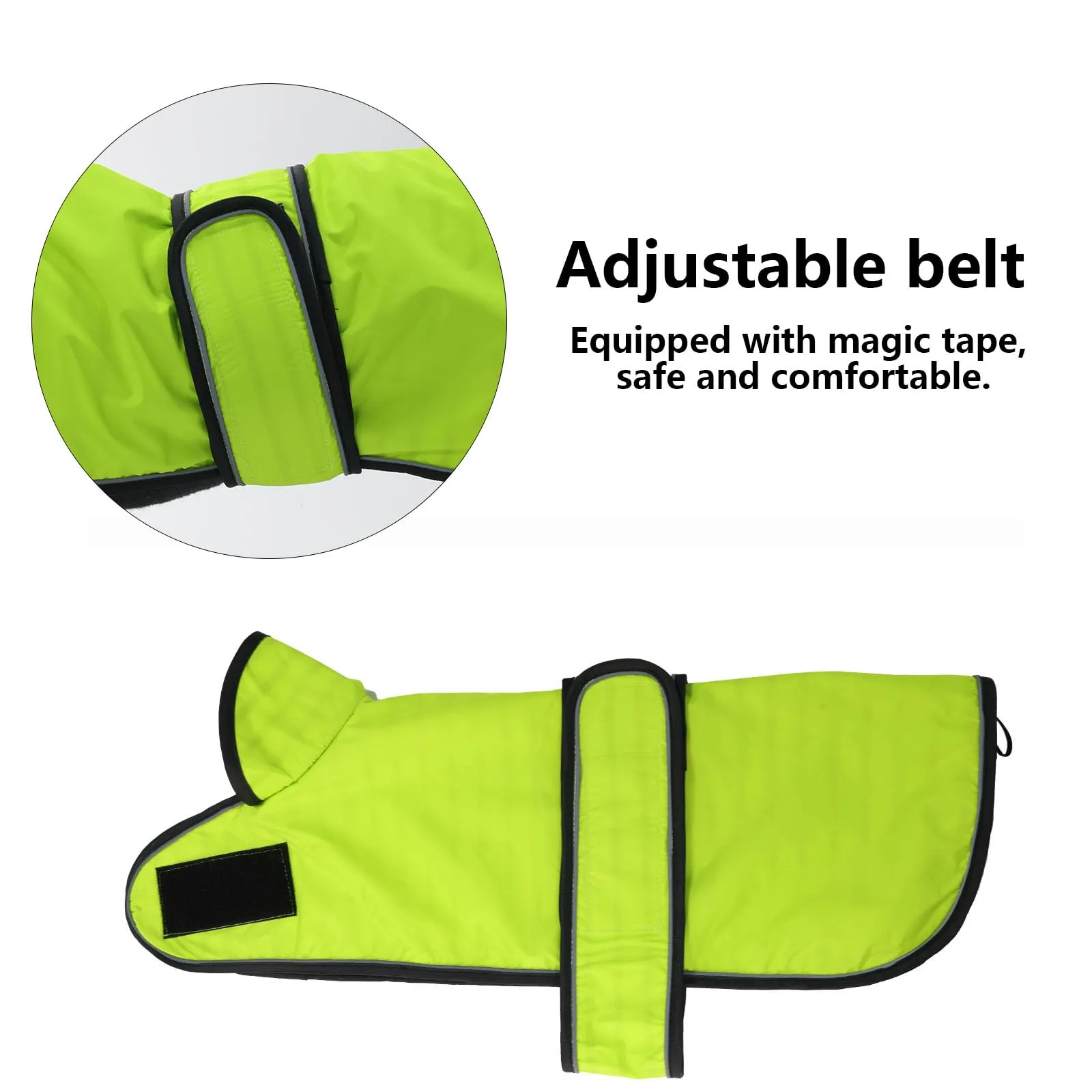 Geyecete Cappotto Impermeabile per Bassotti e Cani di Taglia Piccola e Media, Giacca Riflettente con Cintura Regolabile, Verde, L - immagine 2