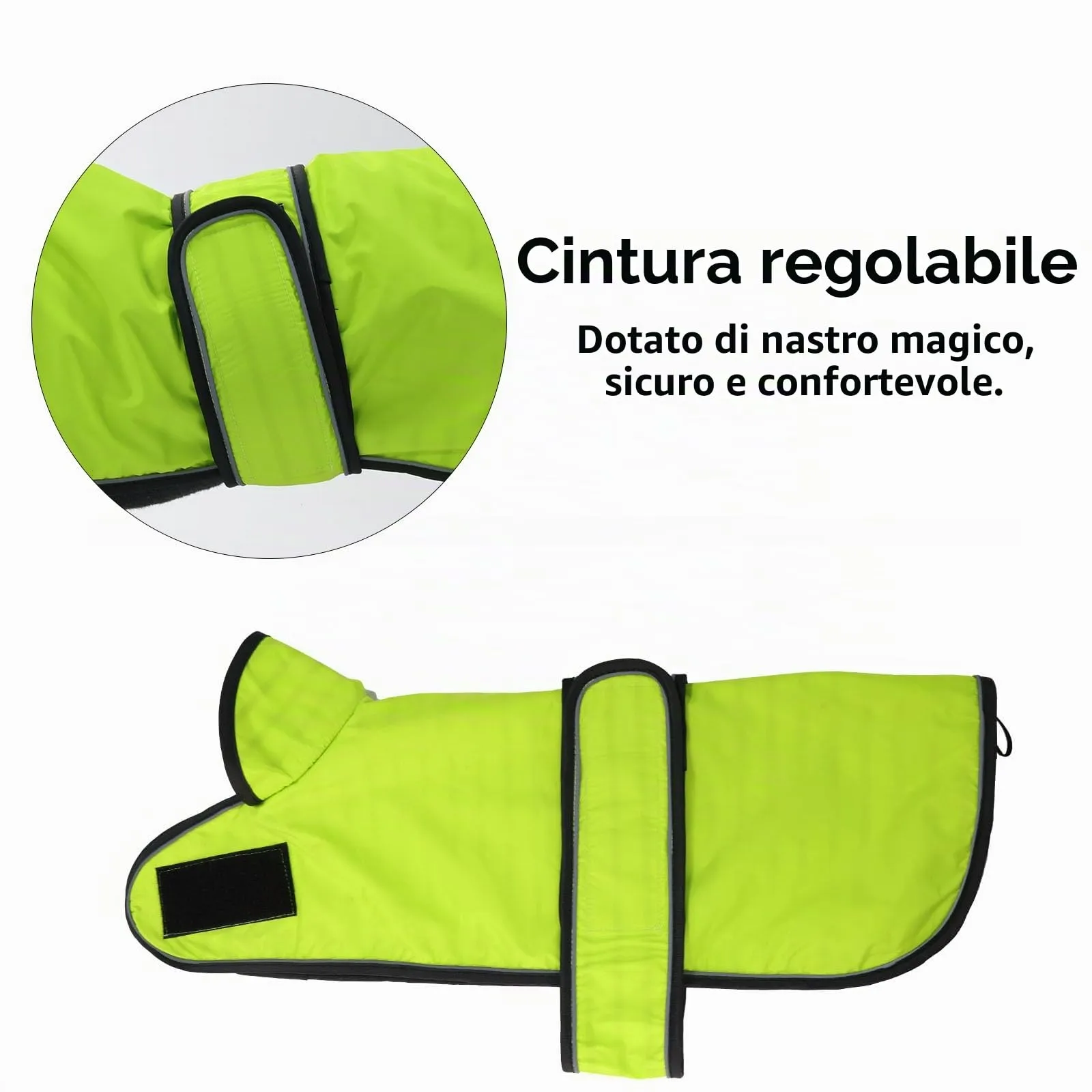 Geyecete Cappotto Impermeabile per Bassotti e Cani di Piccola-Media Taglia, Giacca Riflettente con Cintura Regolabile, Verde, M - immagine 2