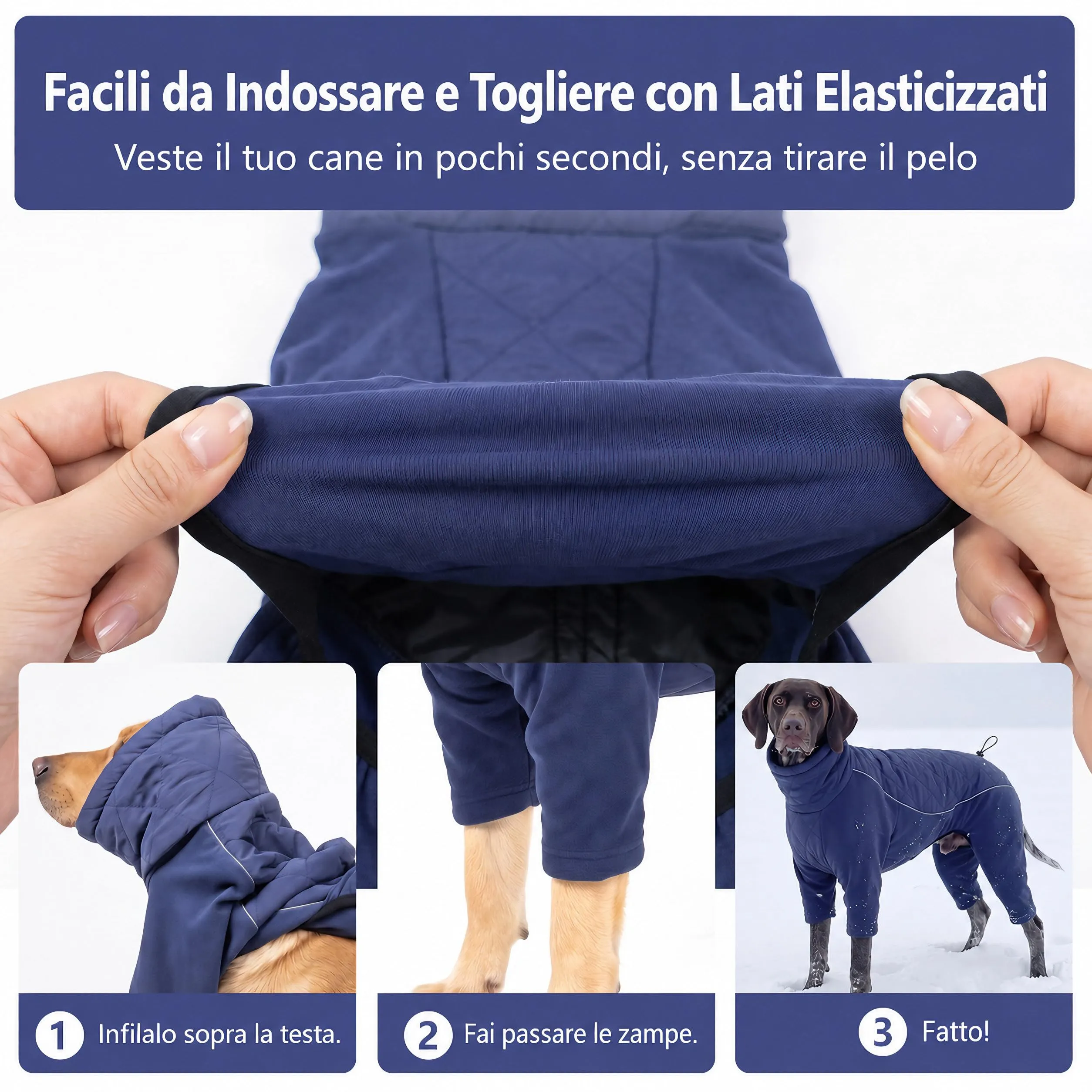 HEYWEAN Manteau Chien à Pattes Coupe-Vent Réfléchissant Ajustable Hiver, Bleu, XS - immagine 6