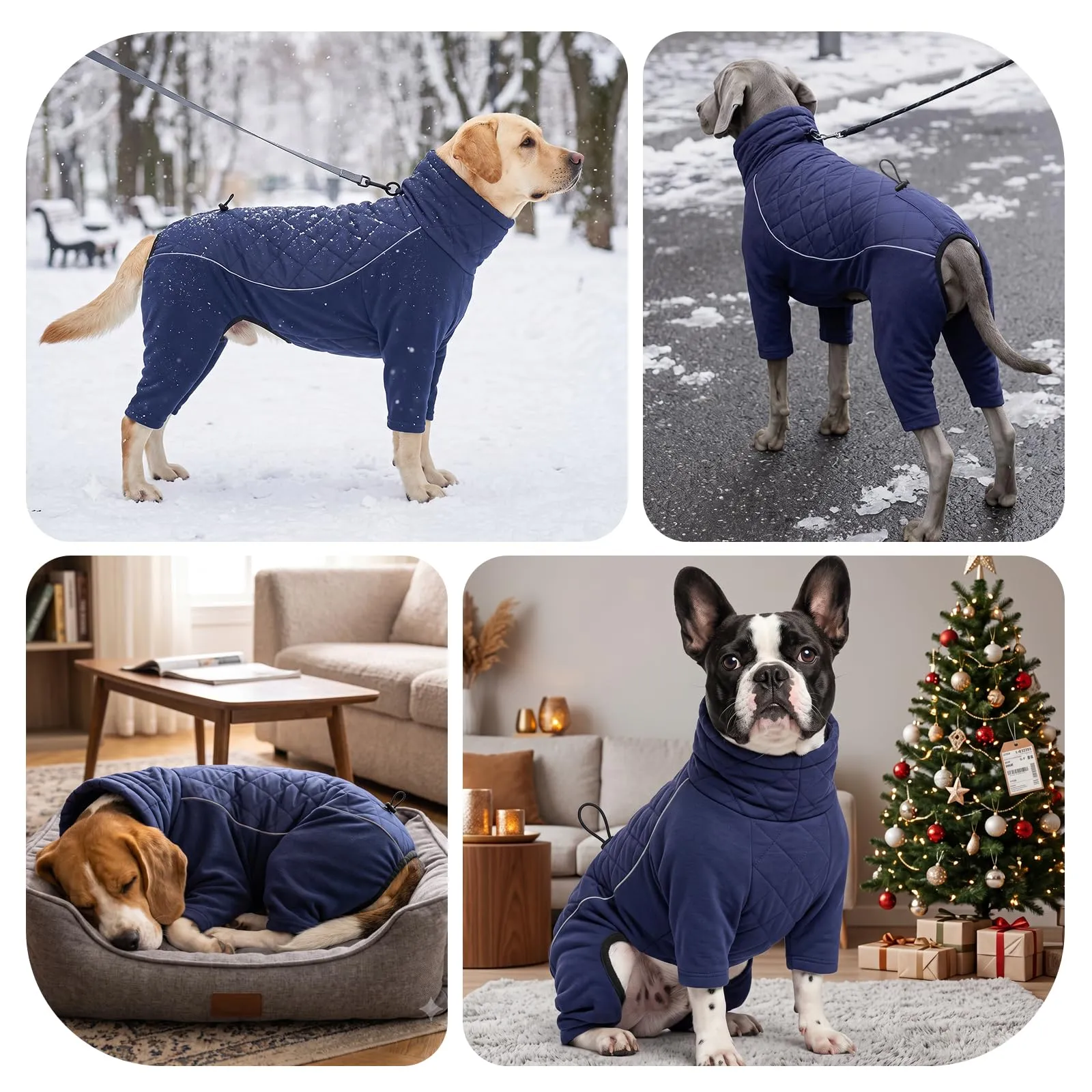 HEYWEAN Manteau Chien à Pattes Coupe-Vent Réfléchissant Ajustable Hiver, Bleu, XS - immagine 7