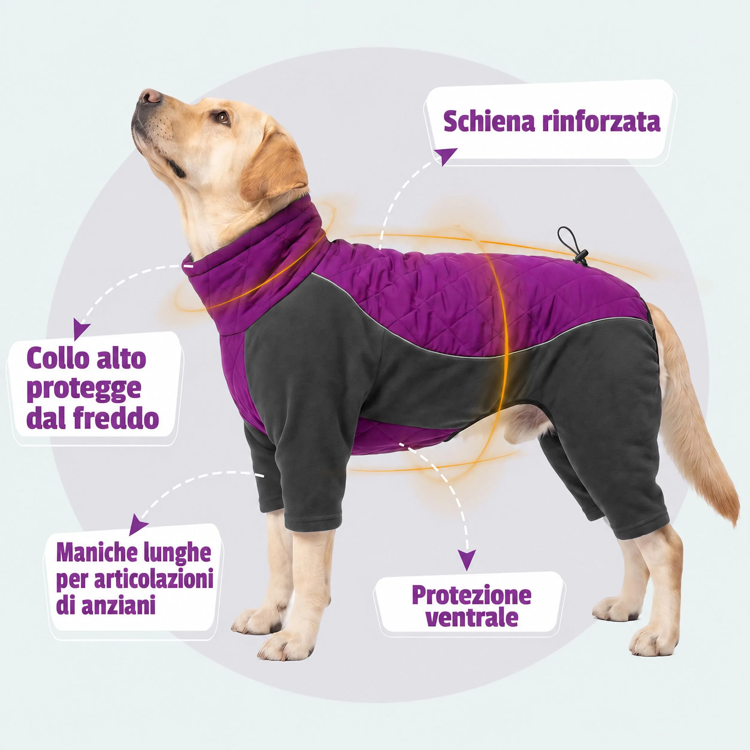 HEYWEAN Manteau Chien à Pattes Coupe-Vent Réfléchissant Ajustable Hiver, XL, Rosa - immagine 3