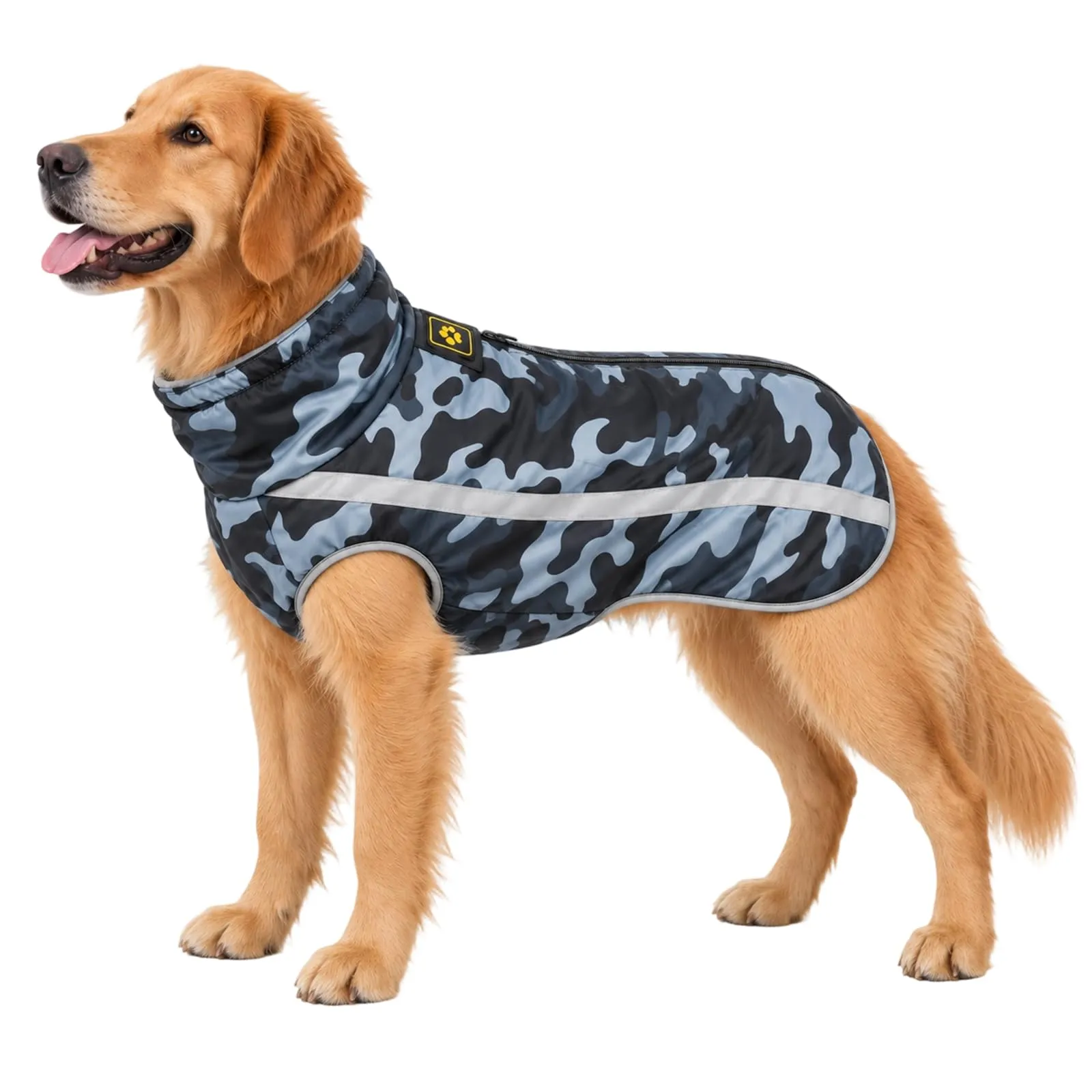 FEimaX Cappotto Invernale per Cani, Giacca Impermeabile Antivento e Riflettente in Pile con Foro per Imbracatura, Taglia 5XL, Camouflage - immagine 9