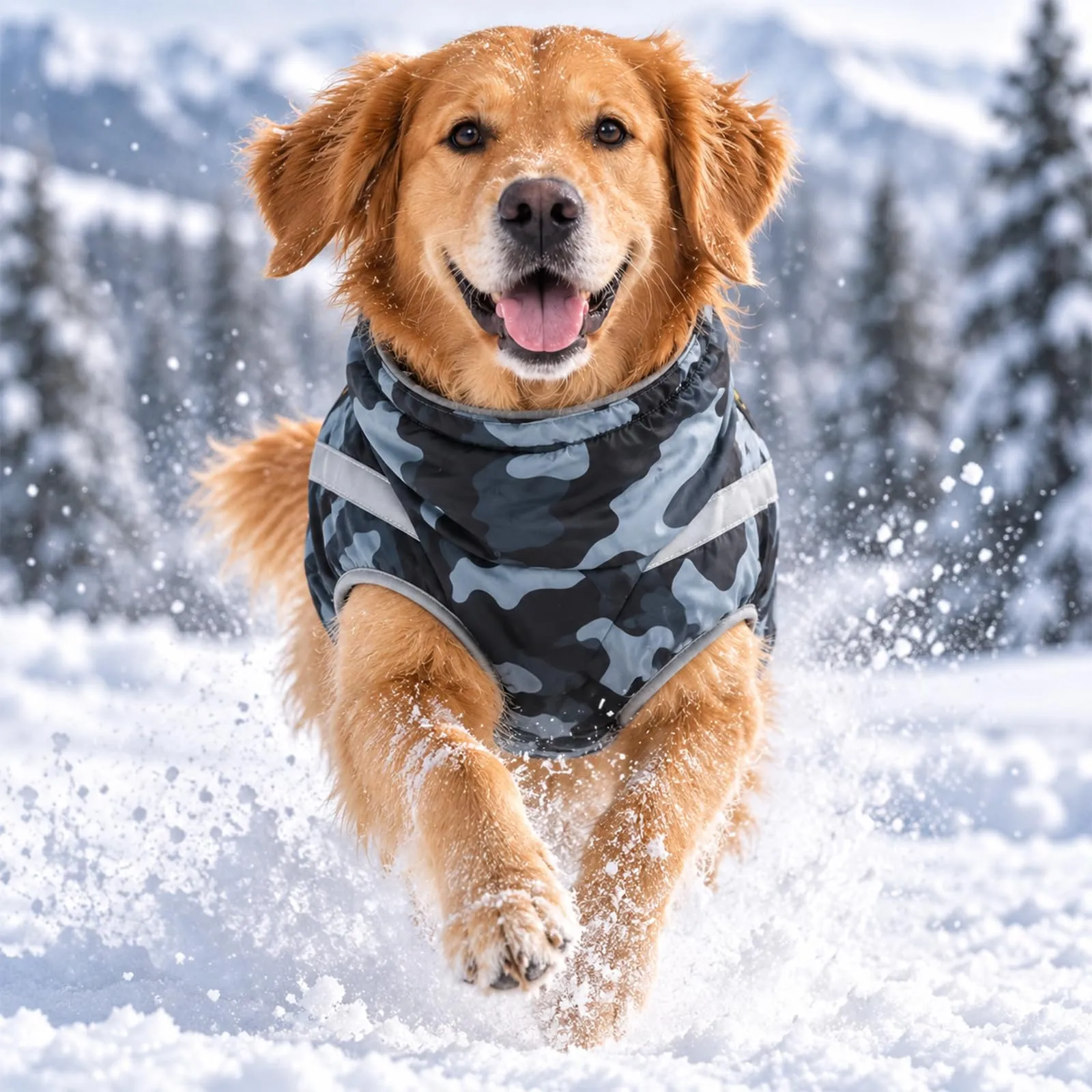 FEimaX Cappotto Invernale per Cani Impermeabile e Antivento con Interno in Pile e Foro per Imbracatura, Riflettente, Camouflage, Taglia 6XL - immagine 8