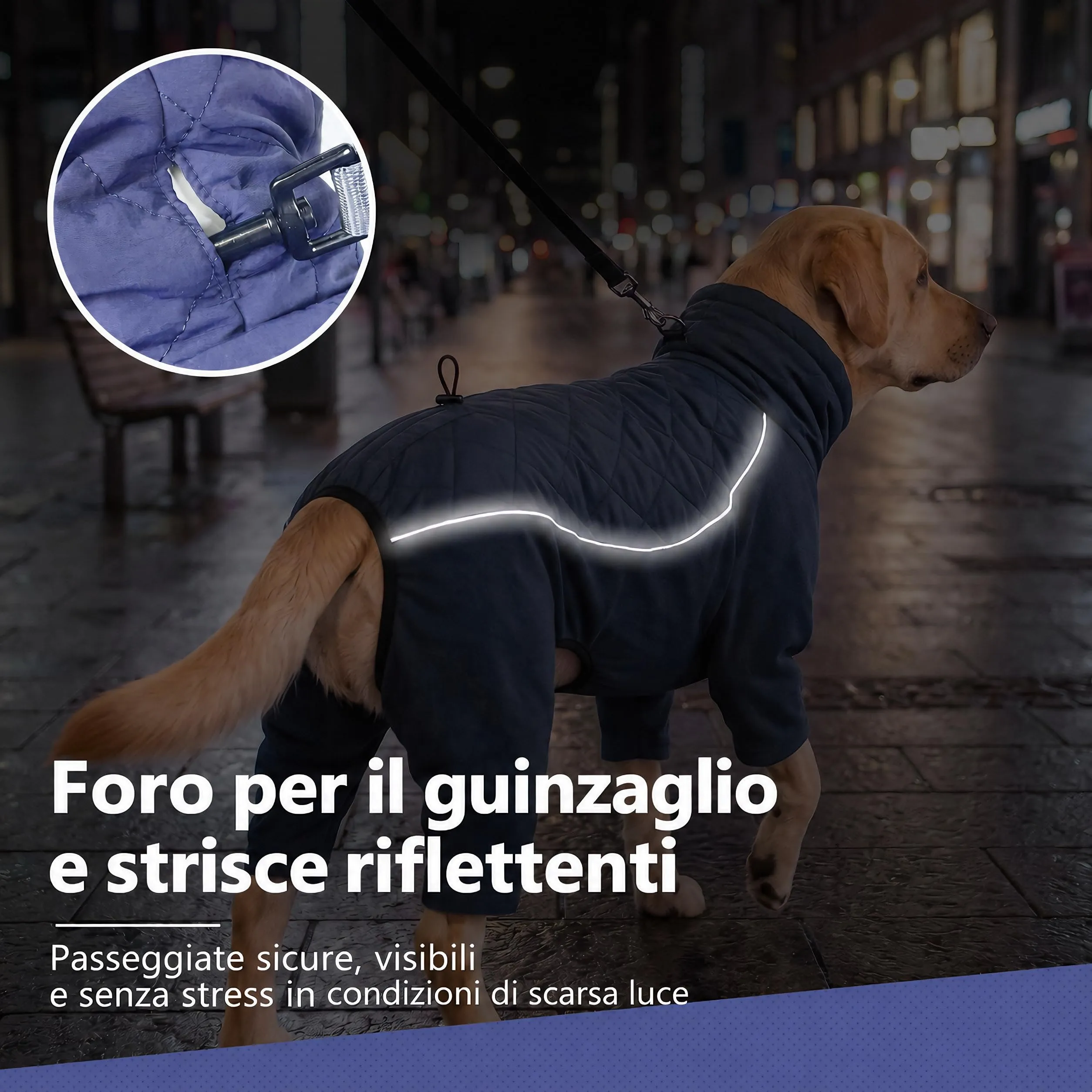 HEYWEAN Manteau Chien à Pattes Coupe-Vent Réfléchissant Ajustable Hiver - XXL - Bleu - immagine 4
