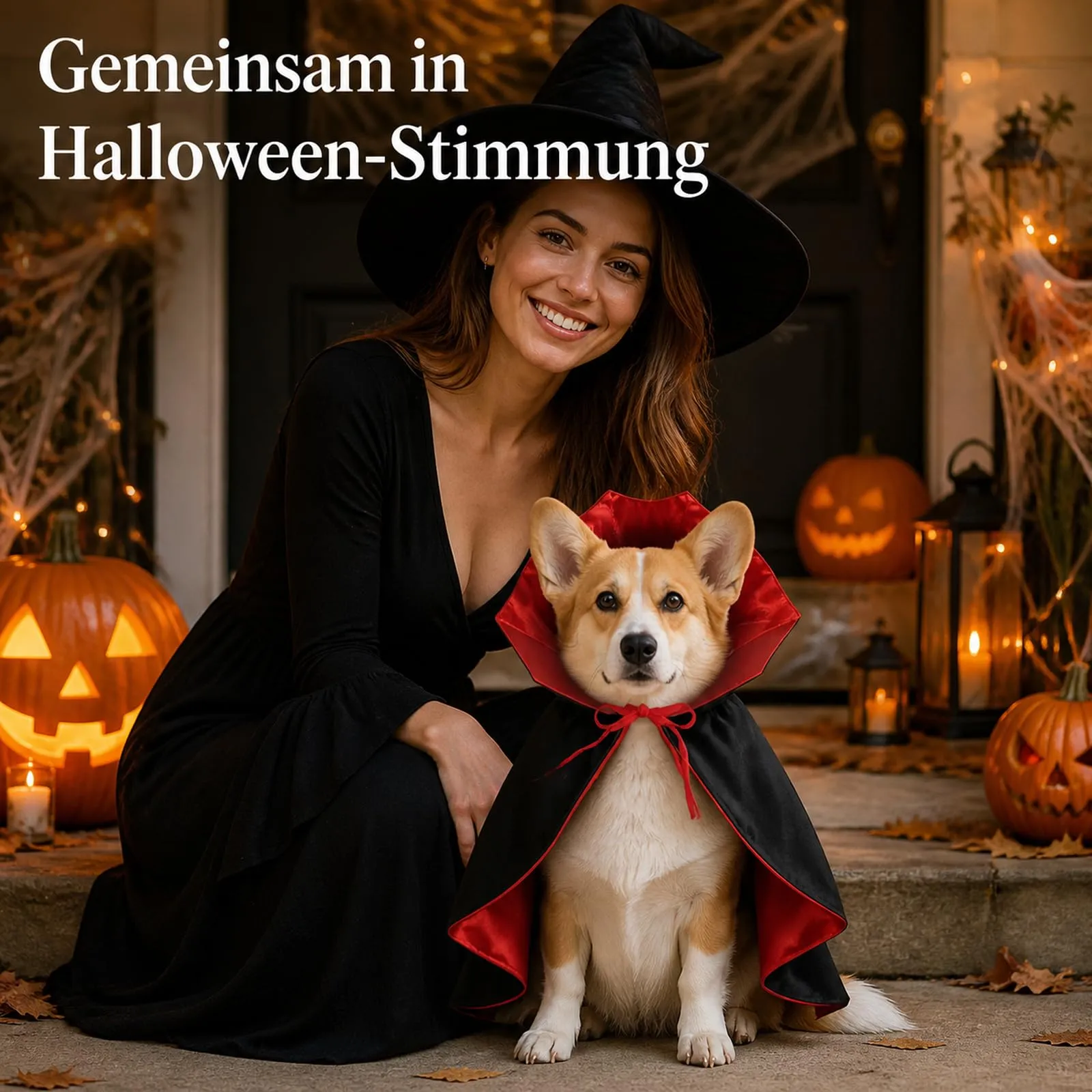 Huanmin Costume Halloween Vampiro Mantello Rosso Nero per Cani e Gatti, Taglia S - immagine 8