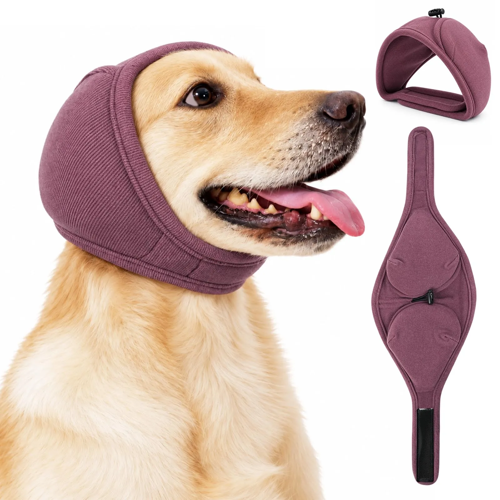 Adiwo Copriorecchie Cuffie Antirumore per Cani, Rosso Scuro, M - immagine 8