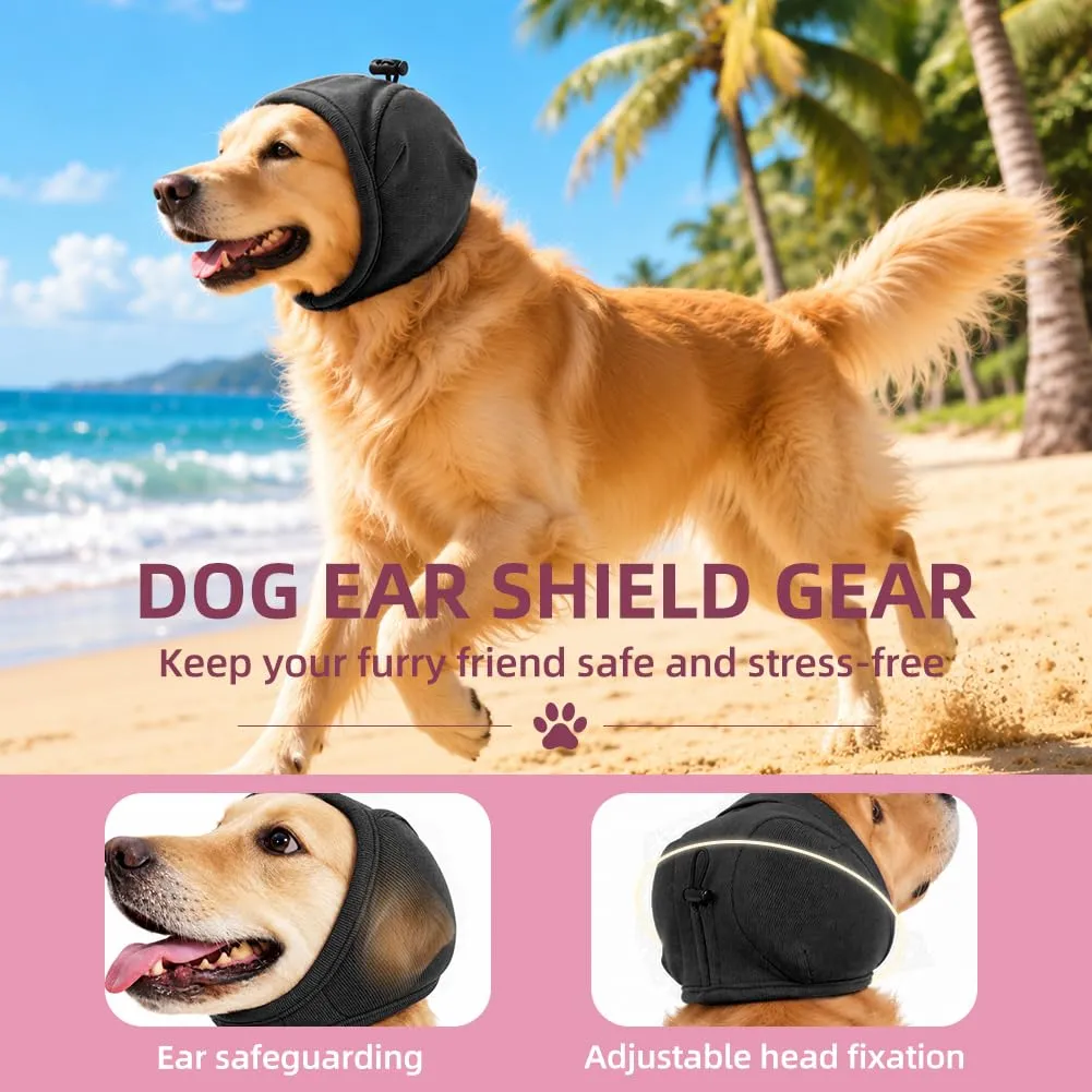 Adiwo Copriorecchie Antirumore per Cani, Grigio-Nero, M - immagine 4