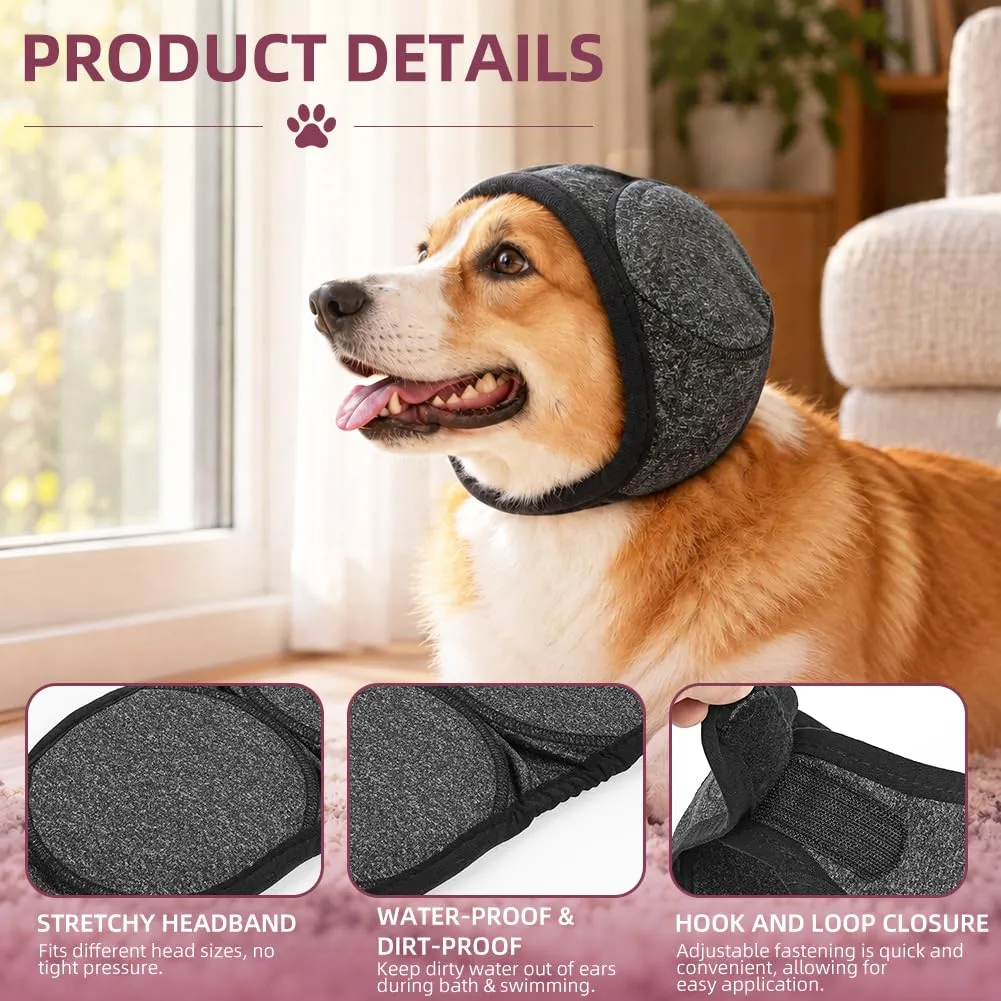 Adiwo Copriorecchie Antirumore per Cani, Grigio Scuro, M - immagine 3
