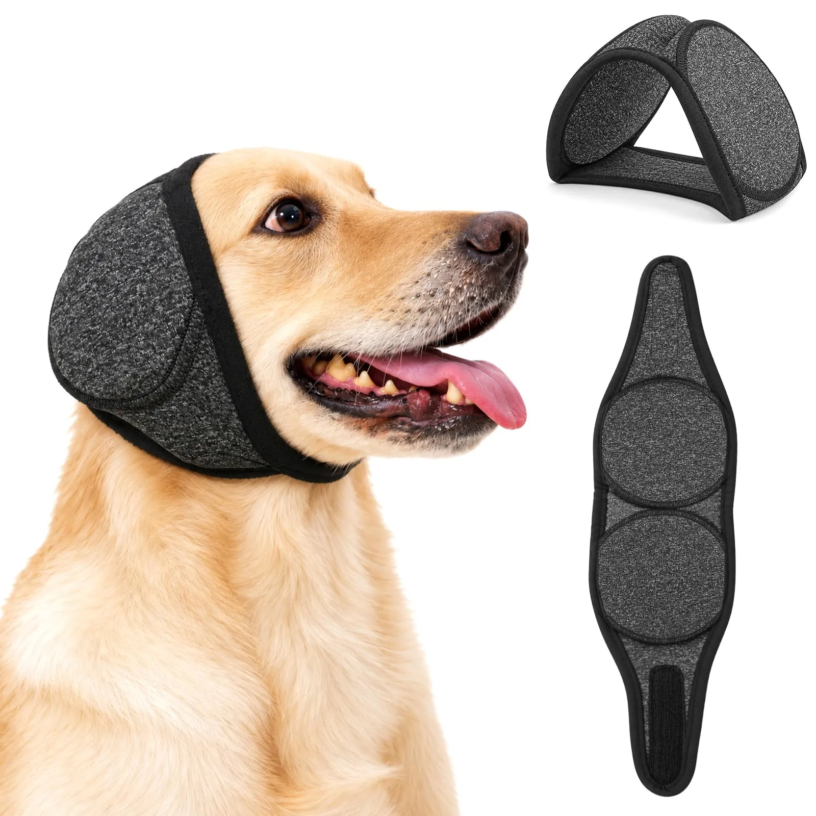 Adiwo Copriorecchie Antirumore per Cani, Grigio Scuro, M - immagine 8