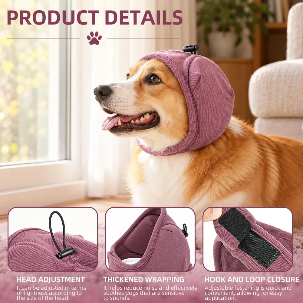 Adiwo Copriorecchie Antirumore per Cani, Rosso Scuro, S - immagine 3