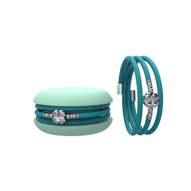 Too Late Bracciale Macaron Donna in Caucciù con Charm Simbolo Cuore Stella o Quadrifoglio, Made in Italy - immagine 1