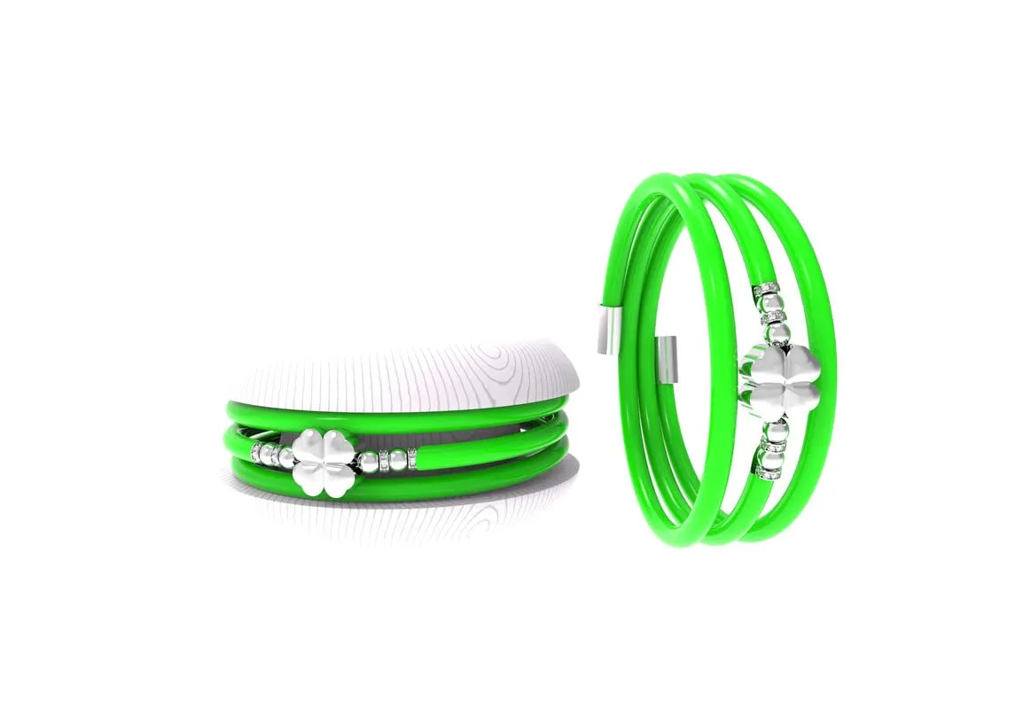 Too Late Macaron Bracciale Donna in Caucciù con Charm Simbolo Cuore Stella Quadrifoglio, Made in Italy - immagine 1