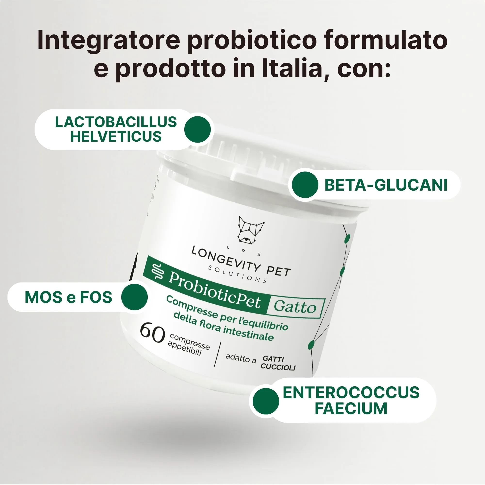 LPS ProbioticPet Gatto Fermenti Lattici e Probiotici, 60 Compresse - immagine 3
