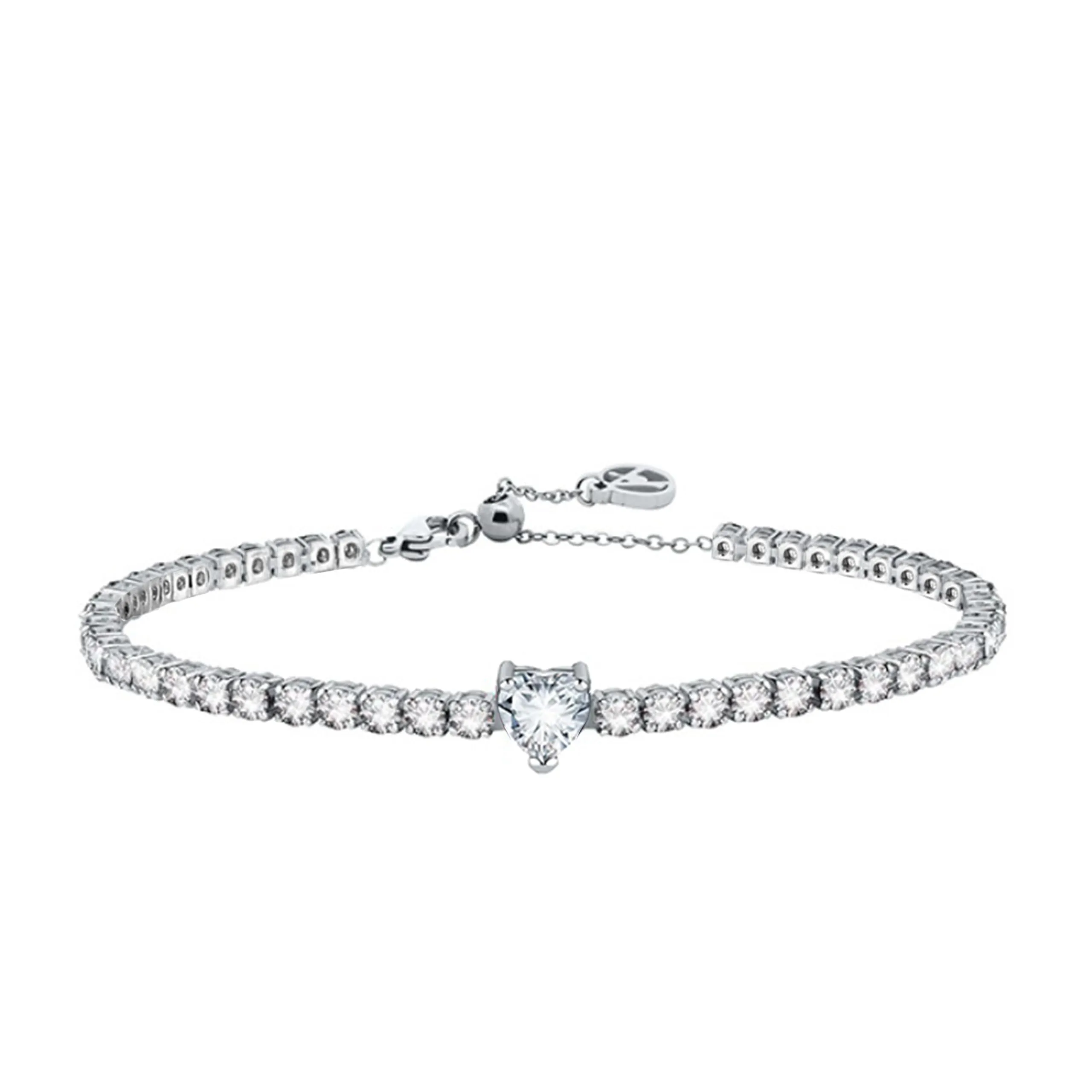 AM RINO MILANO Bracciale tennis donna con cuore in zirconi (bianco) - immagine 1