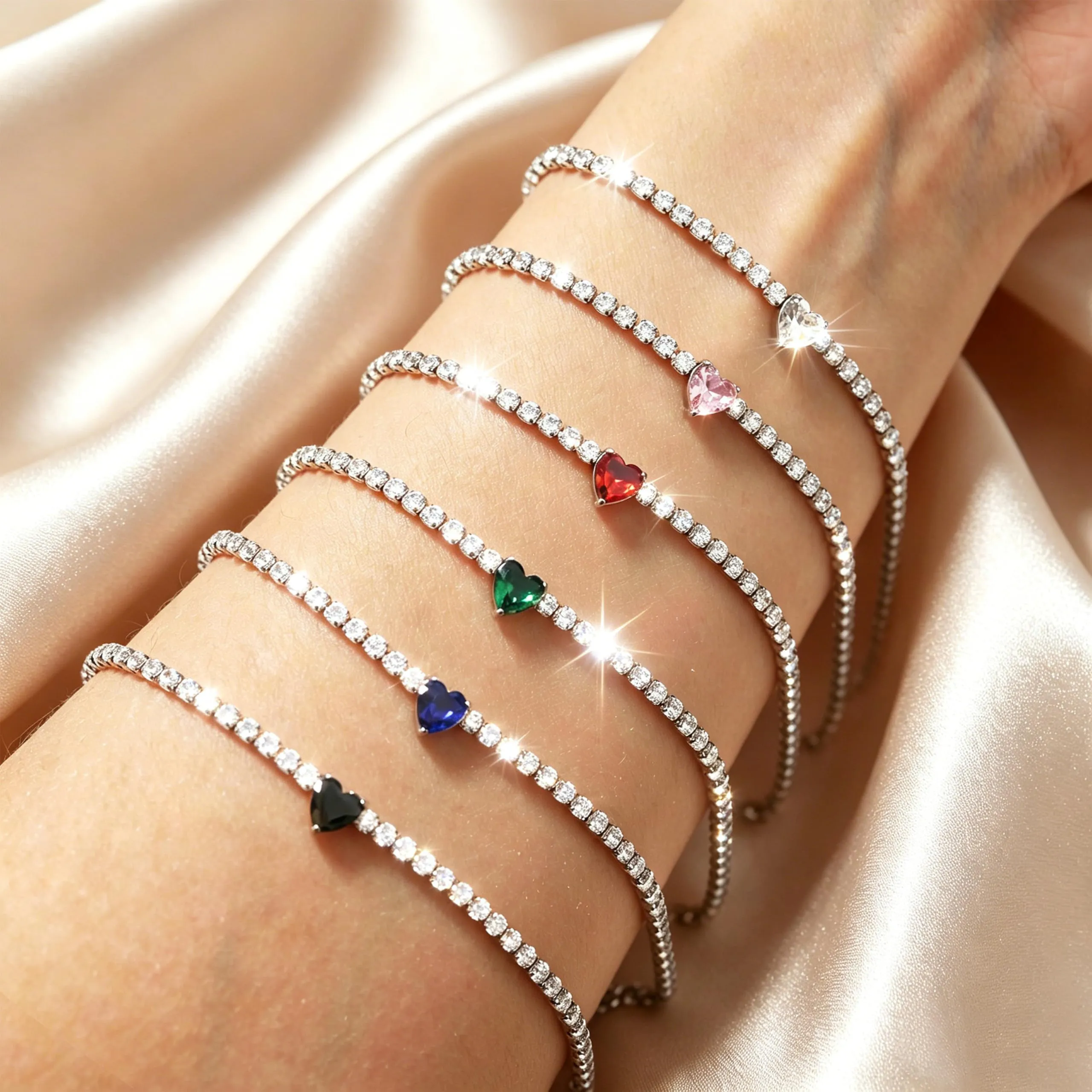 AM RINO MILANO Bracciale tennis donna con cuore in zirconi (bianco) - immagine 8