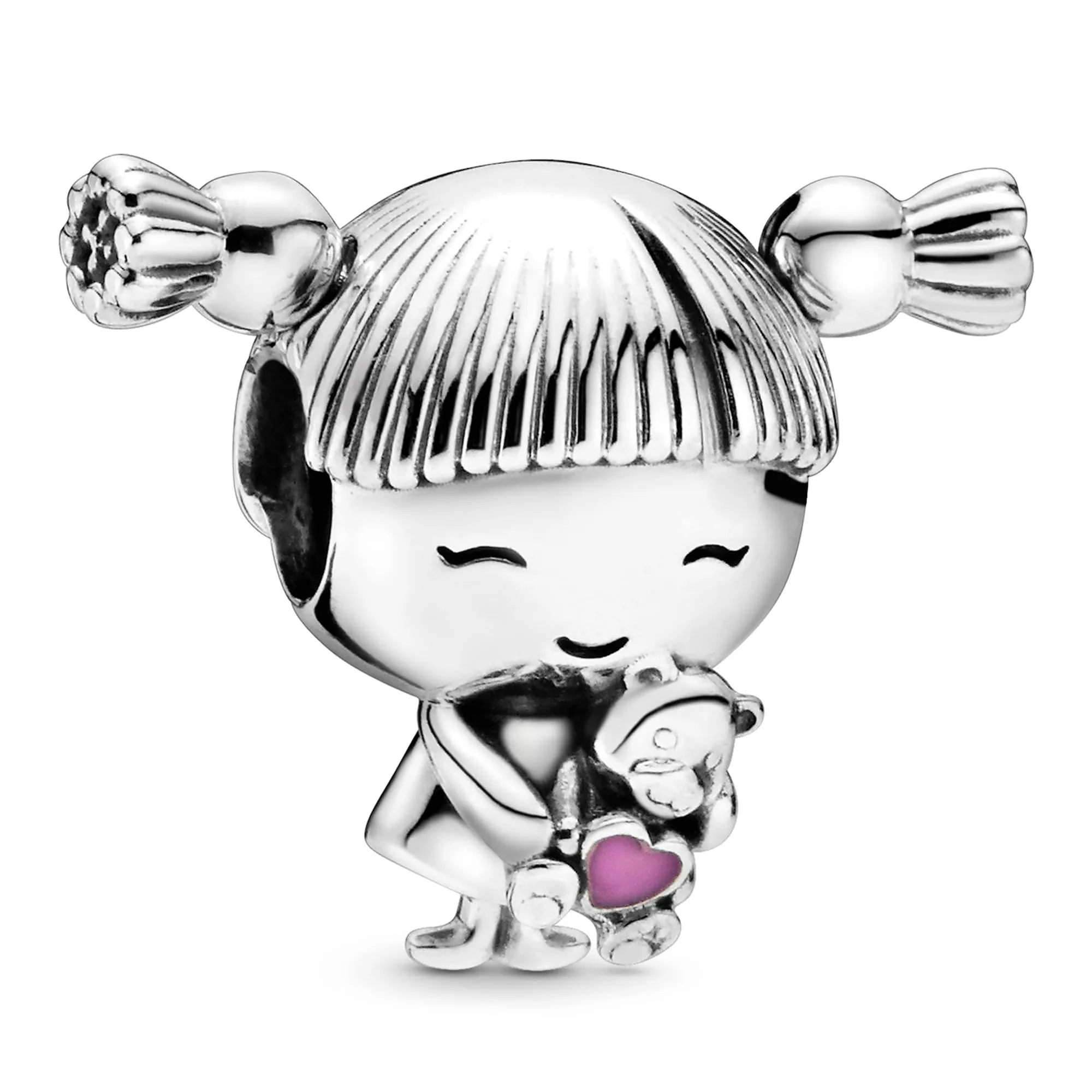 Pandora Icons Ciondolo con Bambina in Argento e Smalto Rosa - immagine 2