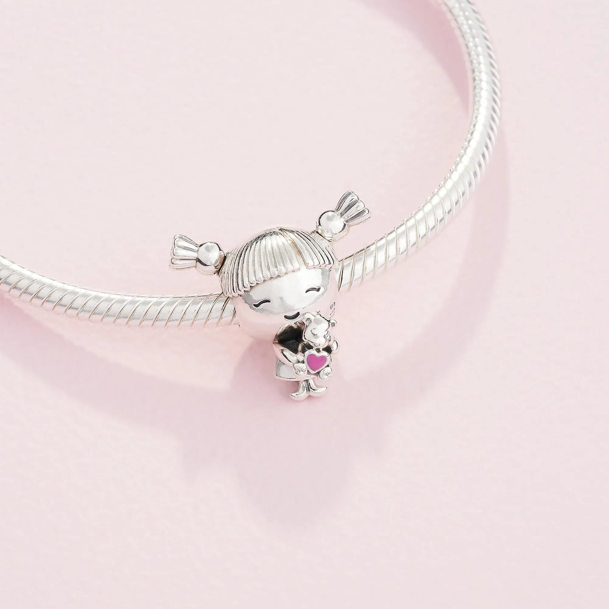 Pandora Icons Ciondolo con Bambina in Argento e Smalto Rosa - immagine 6