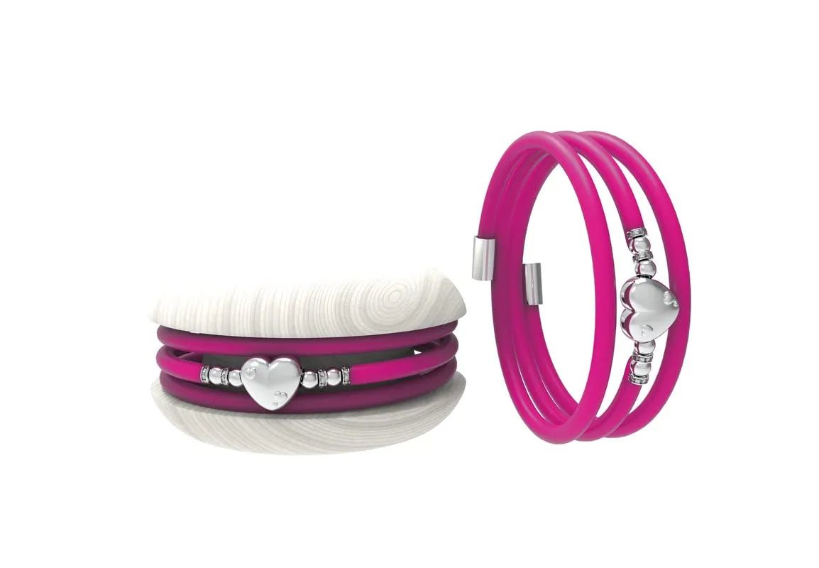 Too Late Macaron Bracciale Donna in Caucciù con Charm Simbolo Cuore Stella o Quadrifoglio, Made in Italy - immagine 1