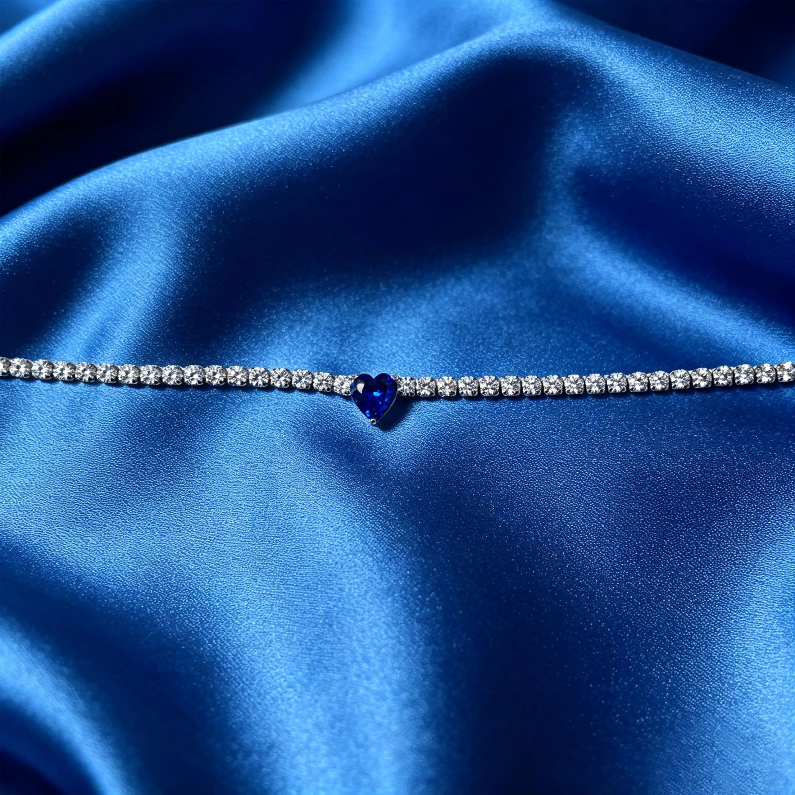 AM RINO MILANO Bracciale tennis donna con cuore in zirconi (blu) - immagine 2