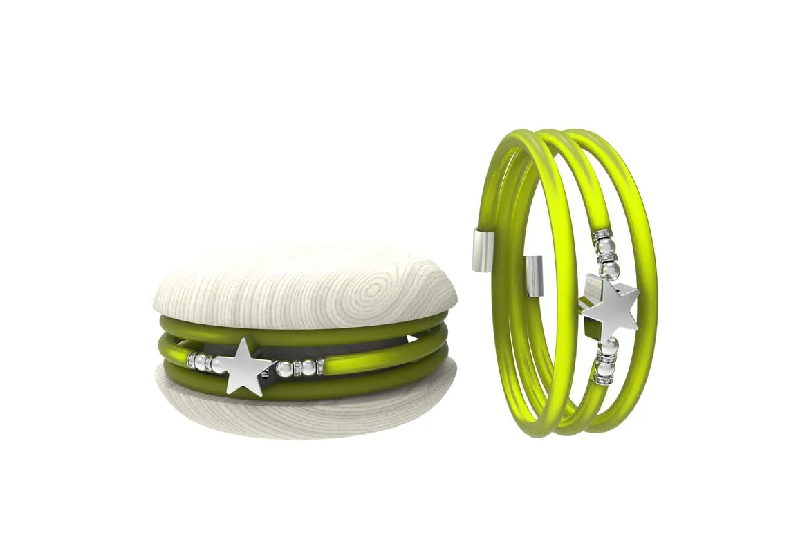 Too Late Macaron Bracciale Charm Donna in Caucciù con Simbolo Cuore Stella Quadrifoglio - Made in Italy - immagine 1