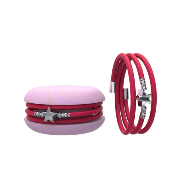 Too Late Macaron Bracciale Charm Donna in Caucciù con Simbolo Cuore Stella Quadrifoglio, Made in Italy - immagine 1