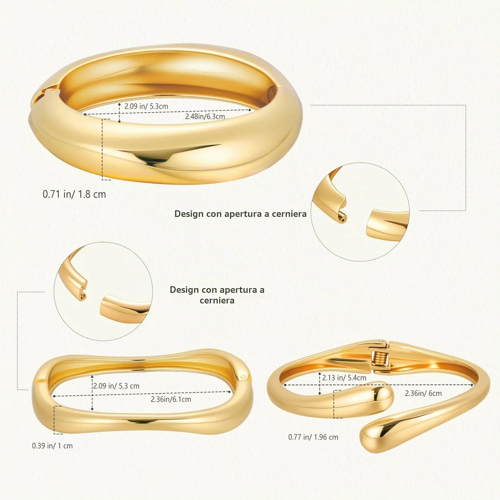 Emibele Bracciali Dorati da Donna Placcati in Oro 18K - immagine 7