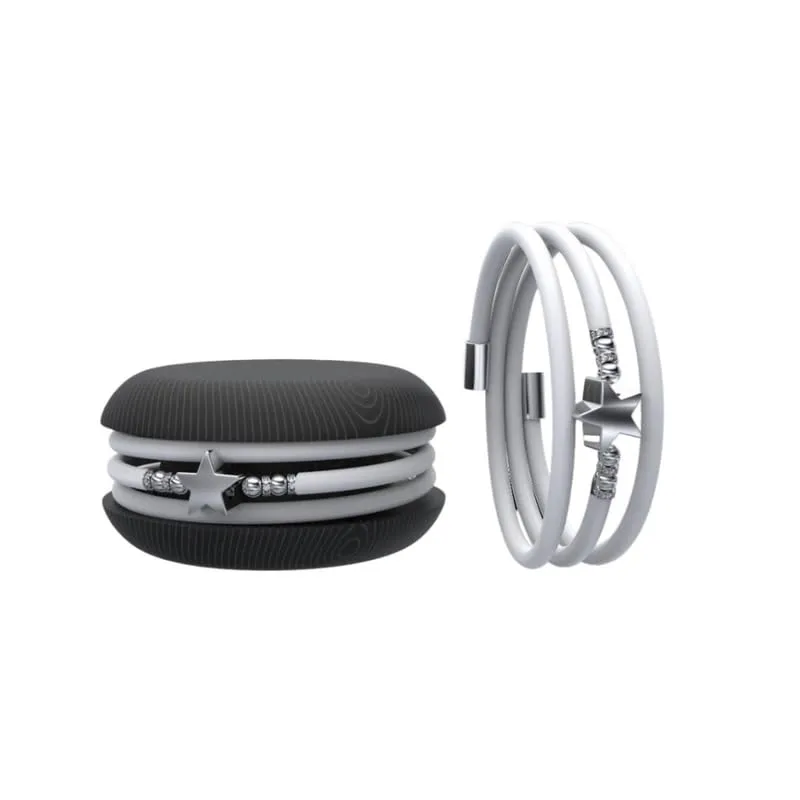 Too Late Macaron Bracciale Charm Donna in Caucciù con Simbolo Cuore Stella Quadrifoglio, Made in Italy - immagine 1