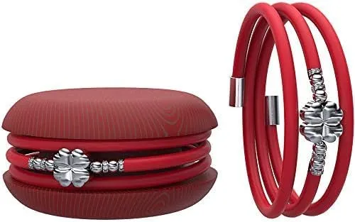 Too Late Macaron Bracciale Charm Donna in Caucciù con Simbolo Cuore Stella Quadrifoglio, Made in Italy - immagine 1
