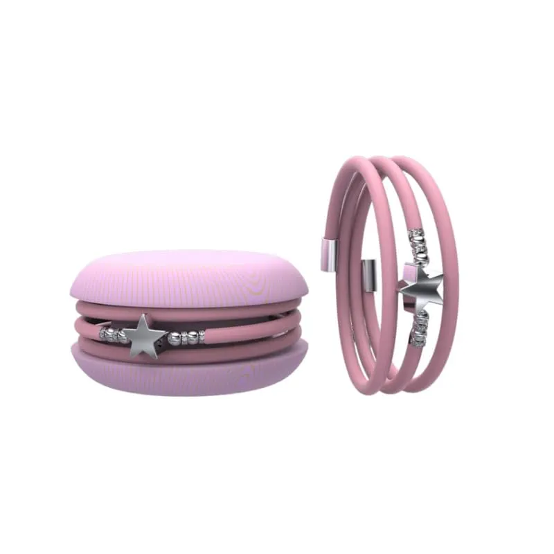 Too Late Macaron Bracciale Charm Donna in Caucciù con Simbolo Cuore Stella Quadrifoglio, Made in Italy - immagine 1