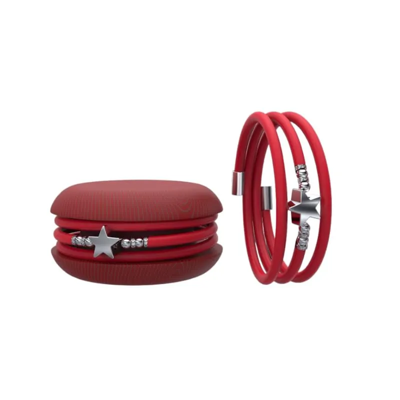 Too Late Macaron Bracciale Charm Donna in Caucciù con Simbolo Cuore Stella Quadrifoglio, Made in Italy - immagine 1