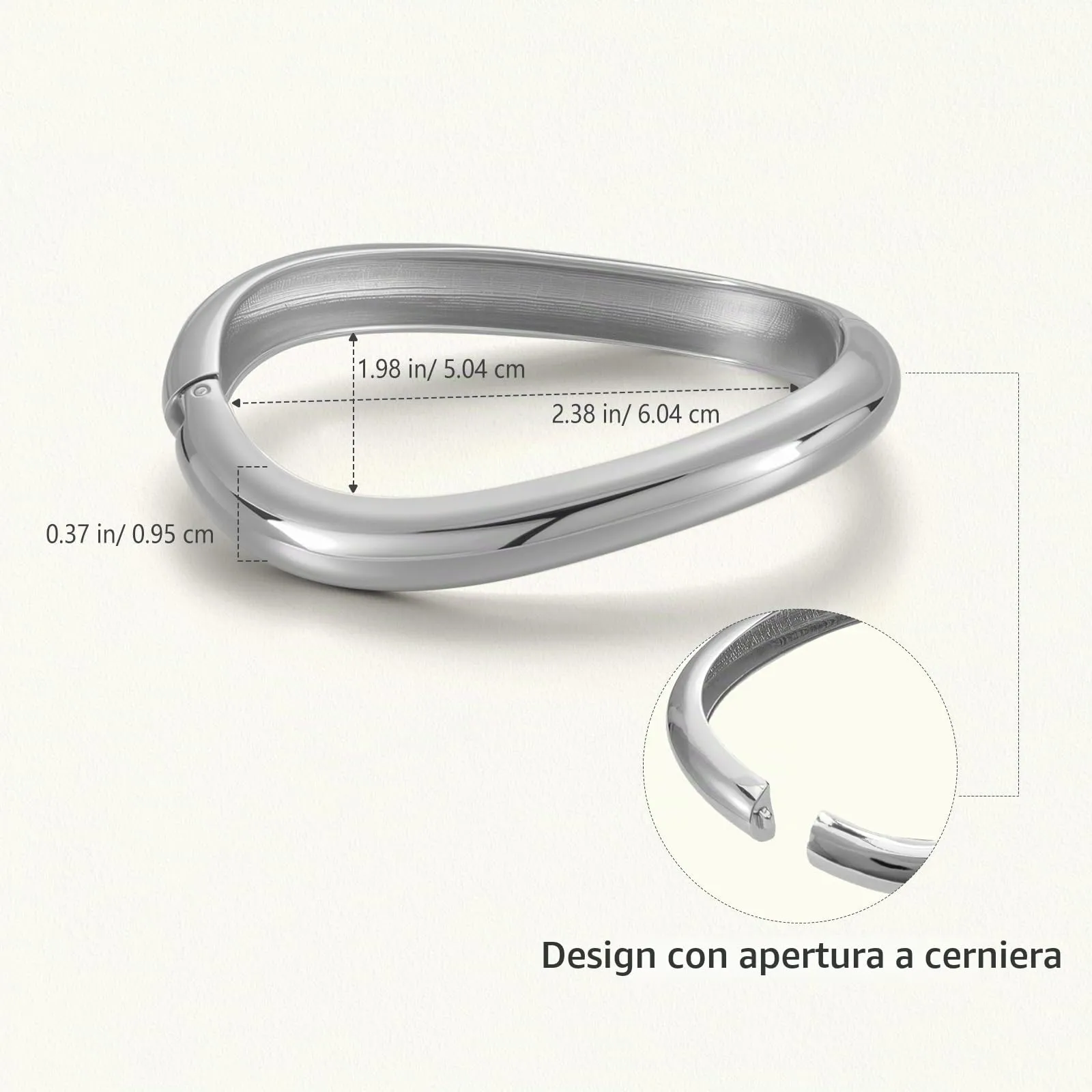 Emibele Bracciali Dorati e Argentati da Donna, 2 Pezzi, Chunky Irregolari - immagine 8