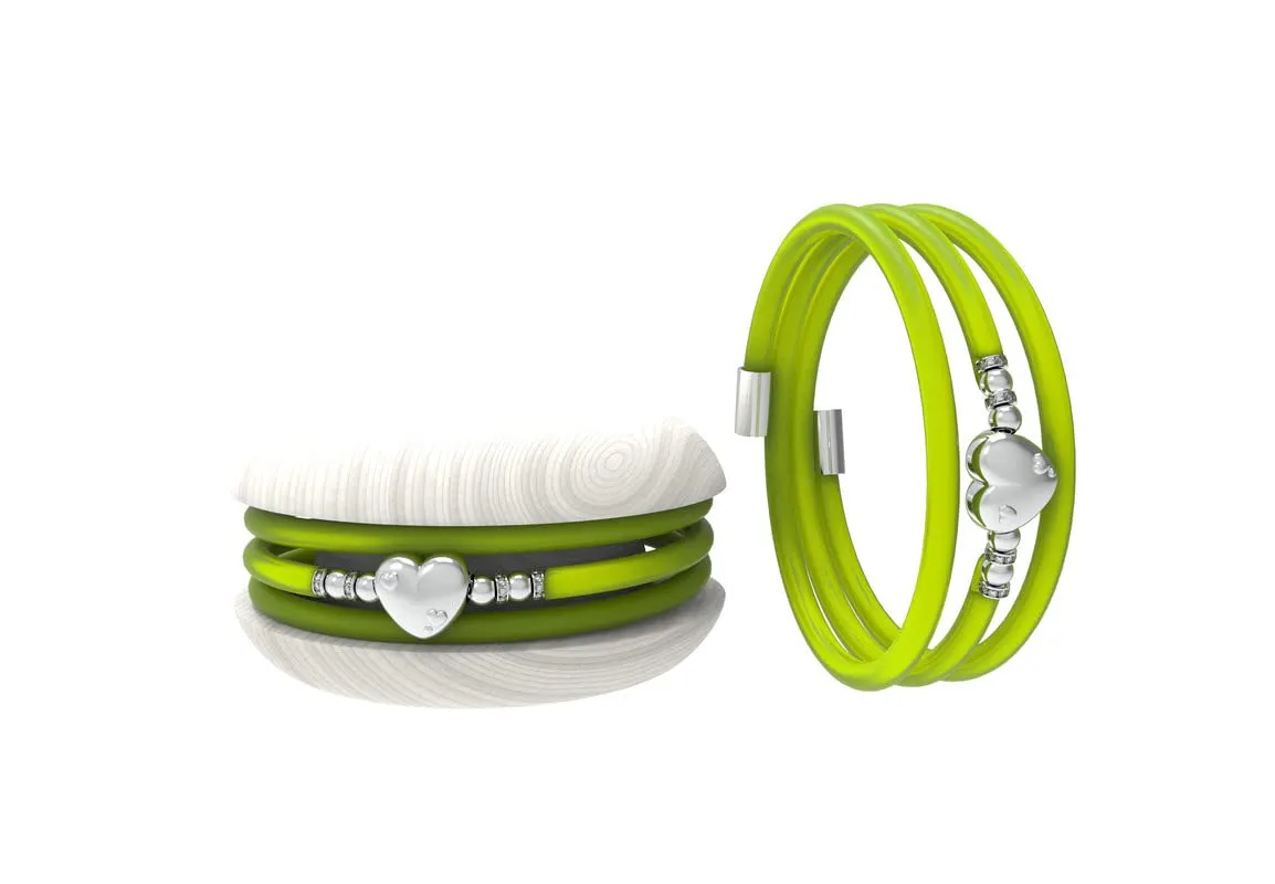 Too Late Bracciale Macaron Donna in Caucciù con Charm Simbolo Cuore Stella Quadrifoglio - Made in Italy - immagine 1