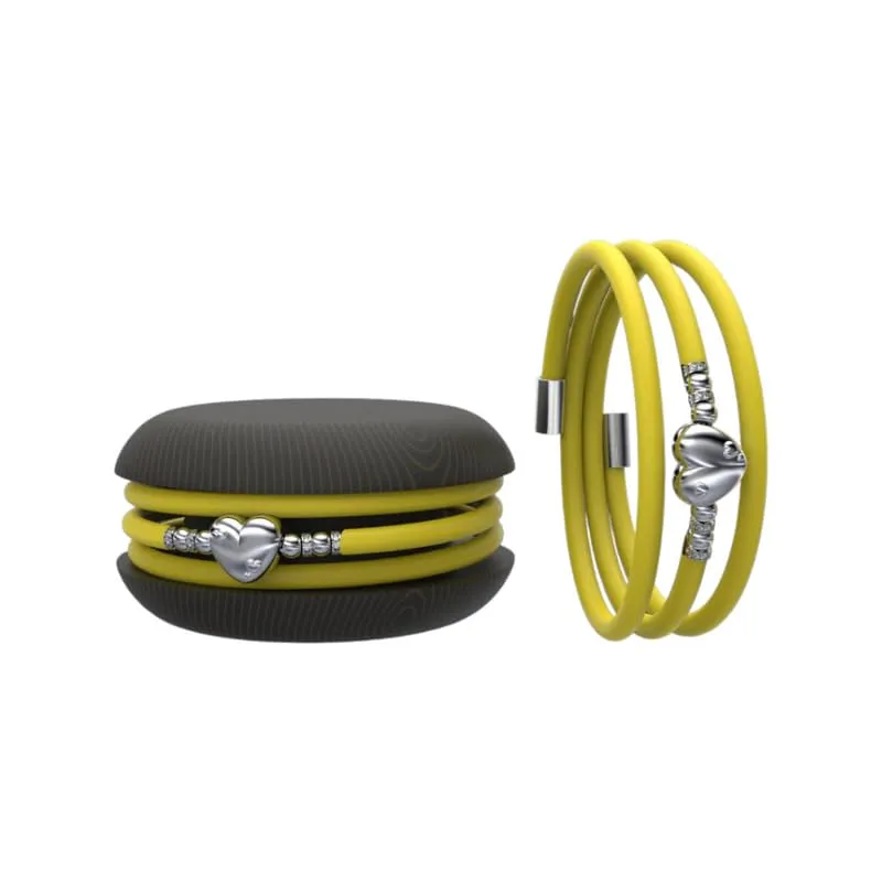 Too Late Macaron Bracciale Charm Donna in Caucciù con Simbolo Cuore Stella Quadrifoglio, Made in Italy - immagine 1