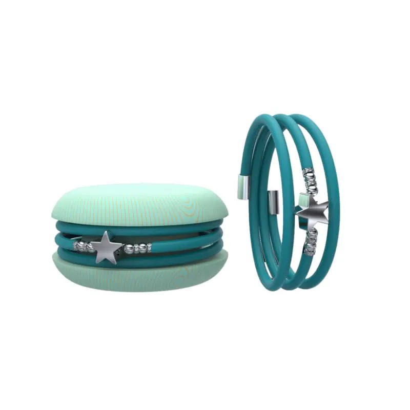 Too Late Macaron Bracciale Donna in Caucciù con Charm Simbolo Cuore Stella Quadrifoglio, Made in Italy - immagine 1