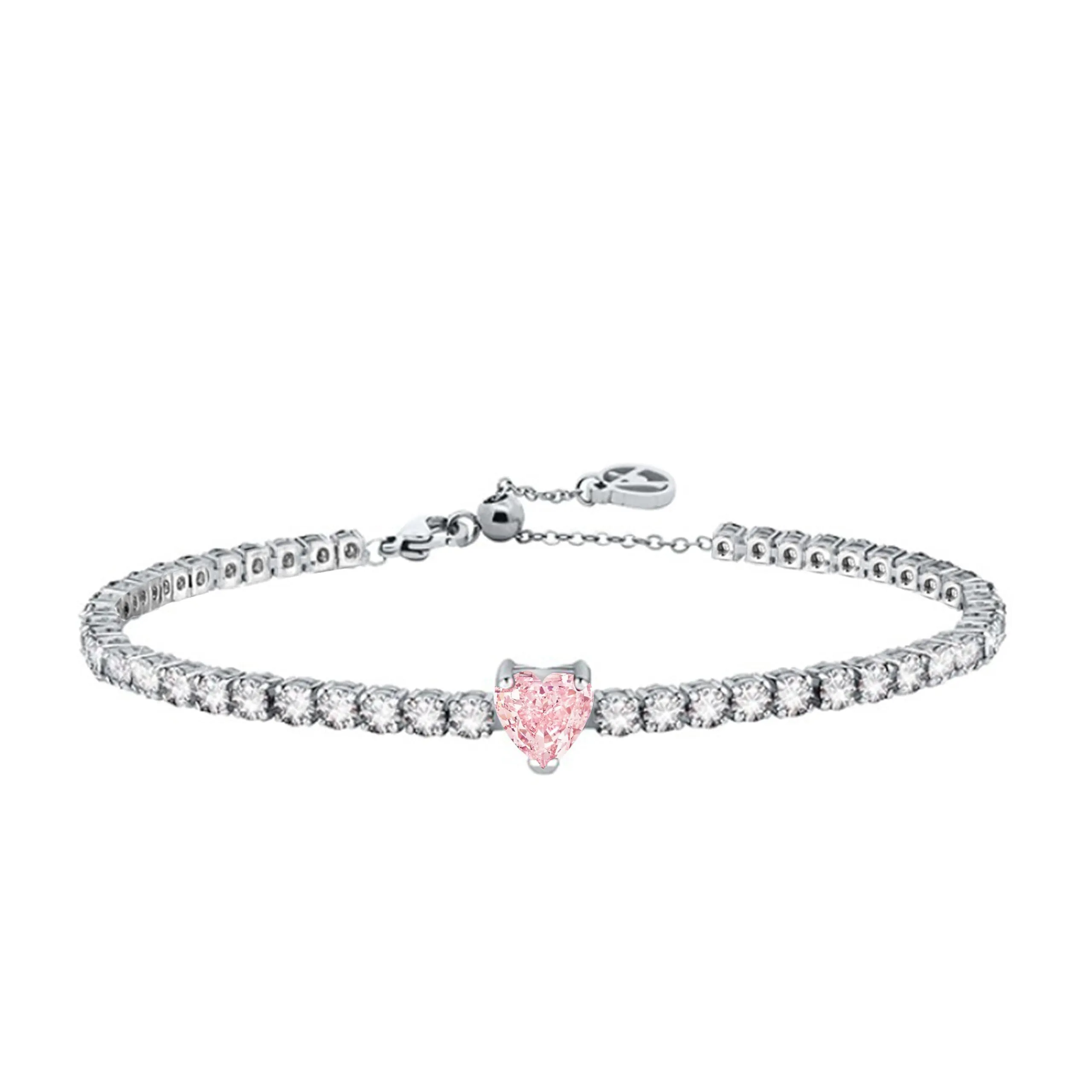 AM RINO MILANO Bracciale tennis donna con cuore in zirconi (rosa) - immagine 1