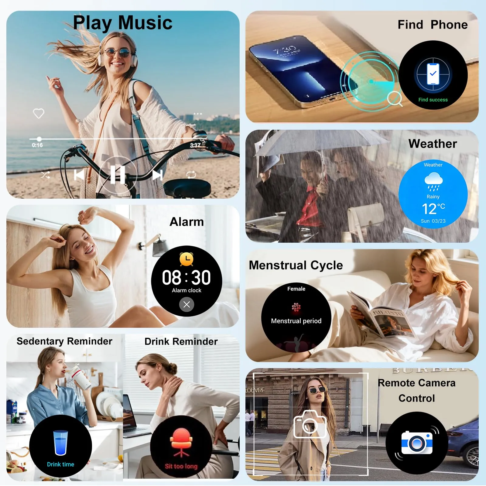 fitonyo Smartwatch Donna con Diamanti, 1.27" HD, Chiamate Bluetooth, 3 Cinturini, SpO2, Pressione, Sonno, Passi, Calorie, IP68, 120+ Modalità Sportive, Argento - immagine 7
