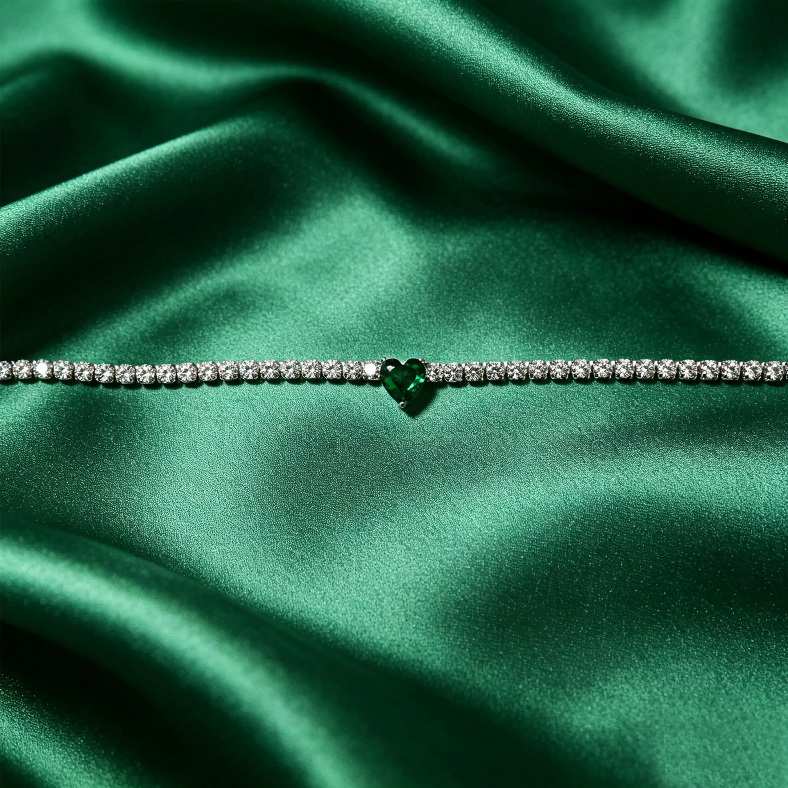 AM RINO MILANO Bracciale tennis donna con cuore in zirconi (verde) - immagine 3