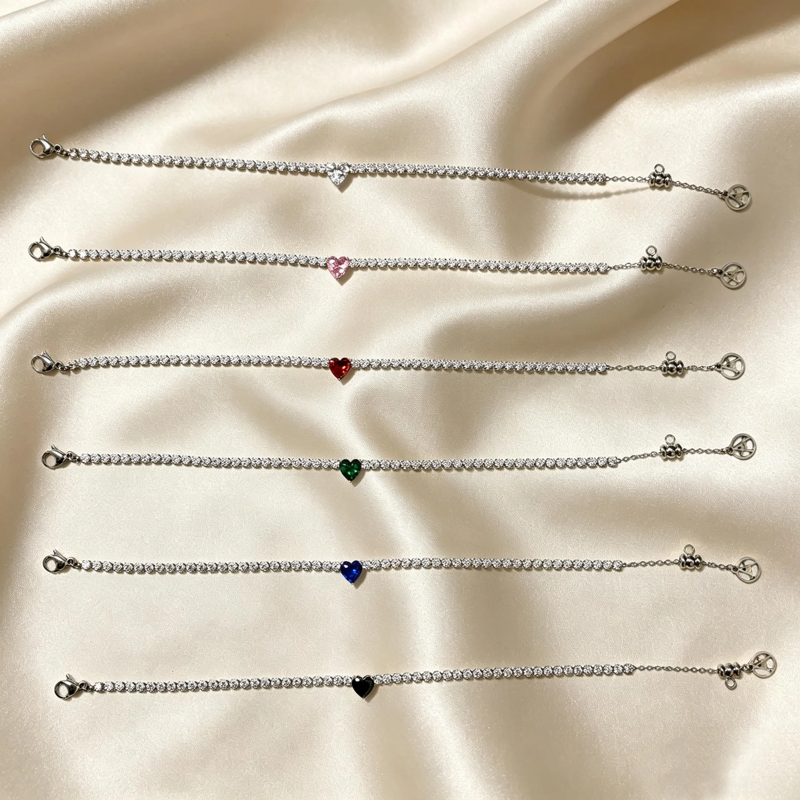 AM RINO MILANO Bracciale tennis donna con cuore in zirconi (Rosso) - immagine 7