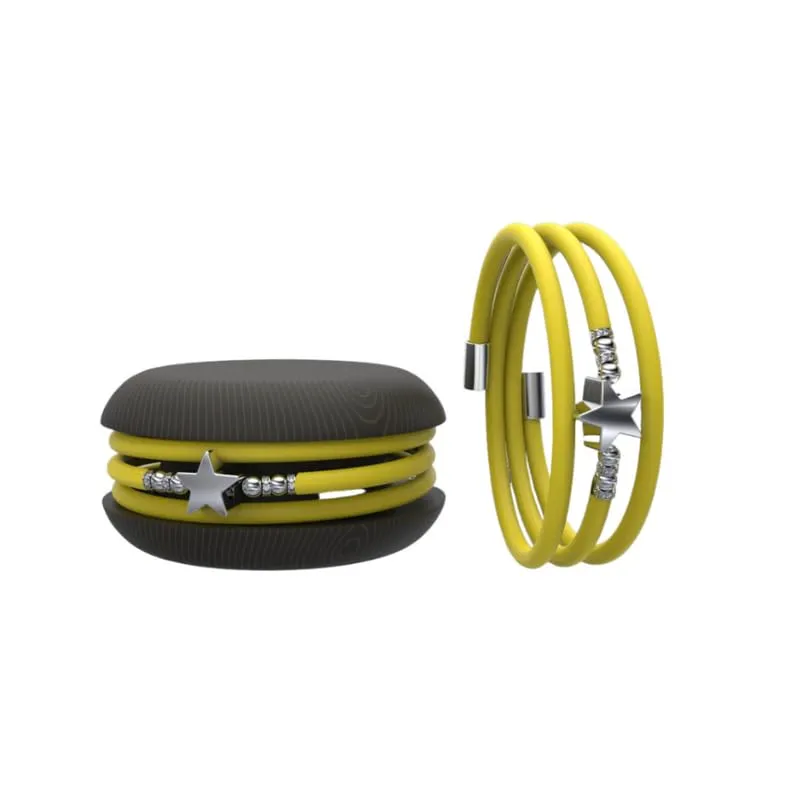 Too Late Macaron Bracciale Charm Donna in Caucciù con Simbolo Cuore Stella Quadrifoglio, Made in Italy - immagine 1