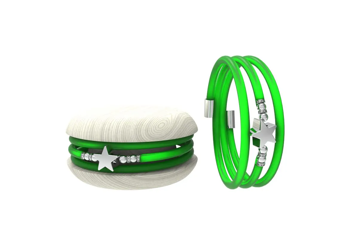 Too Late Macaron Bracciale Charm Donna in Caucciù con Simbolo Cuore Stella Quadrifoglio, Made in Italy - immagine 1